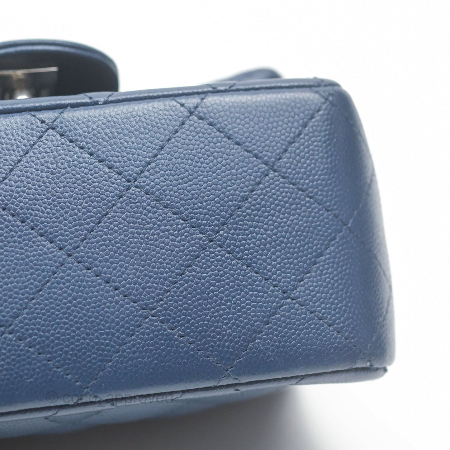 Chanel Mini Square Flap Quilted Navy Caviar Silver Hardware