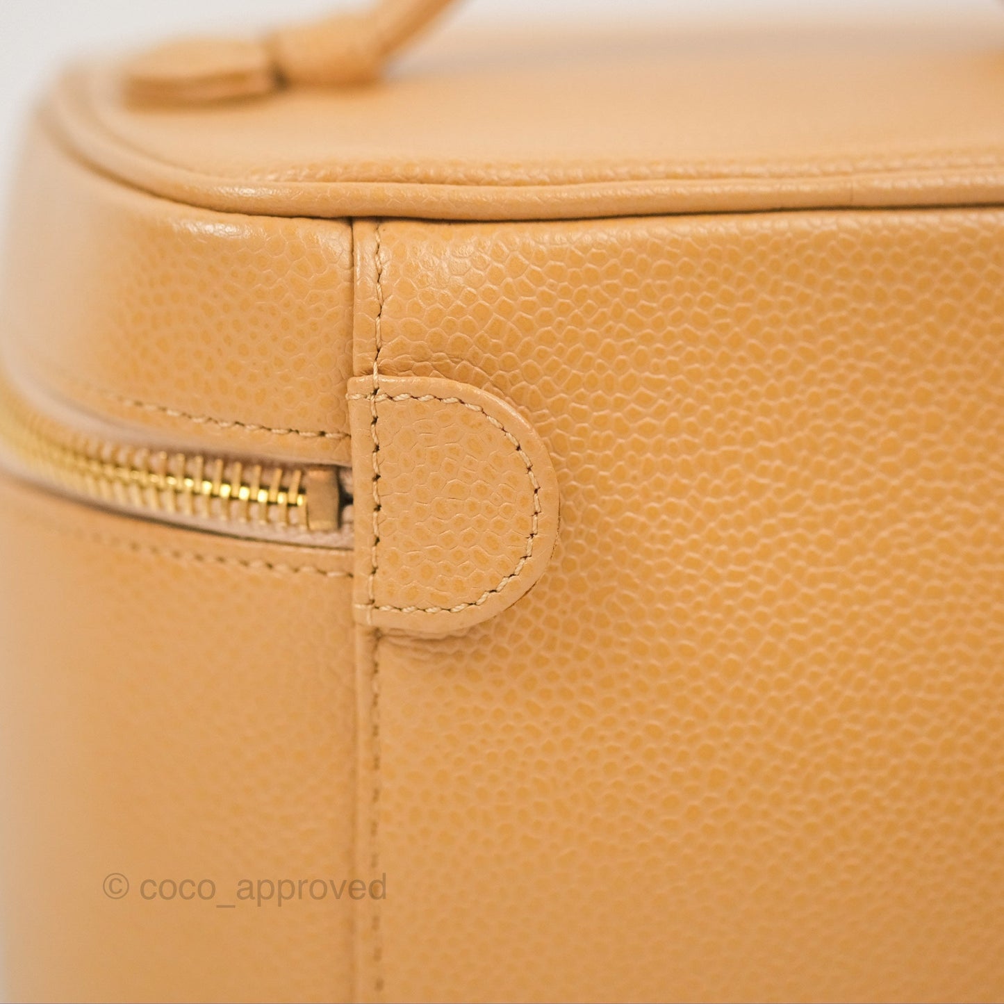 Chanel Vintage Vanity Case Beige Caviar Gold Hardware