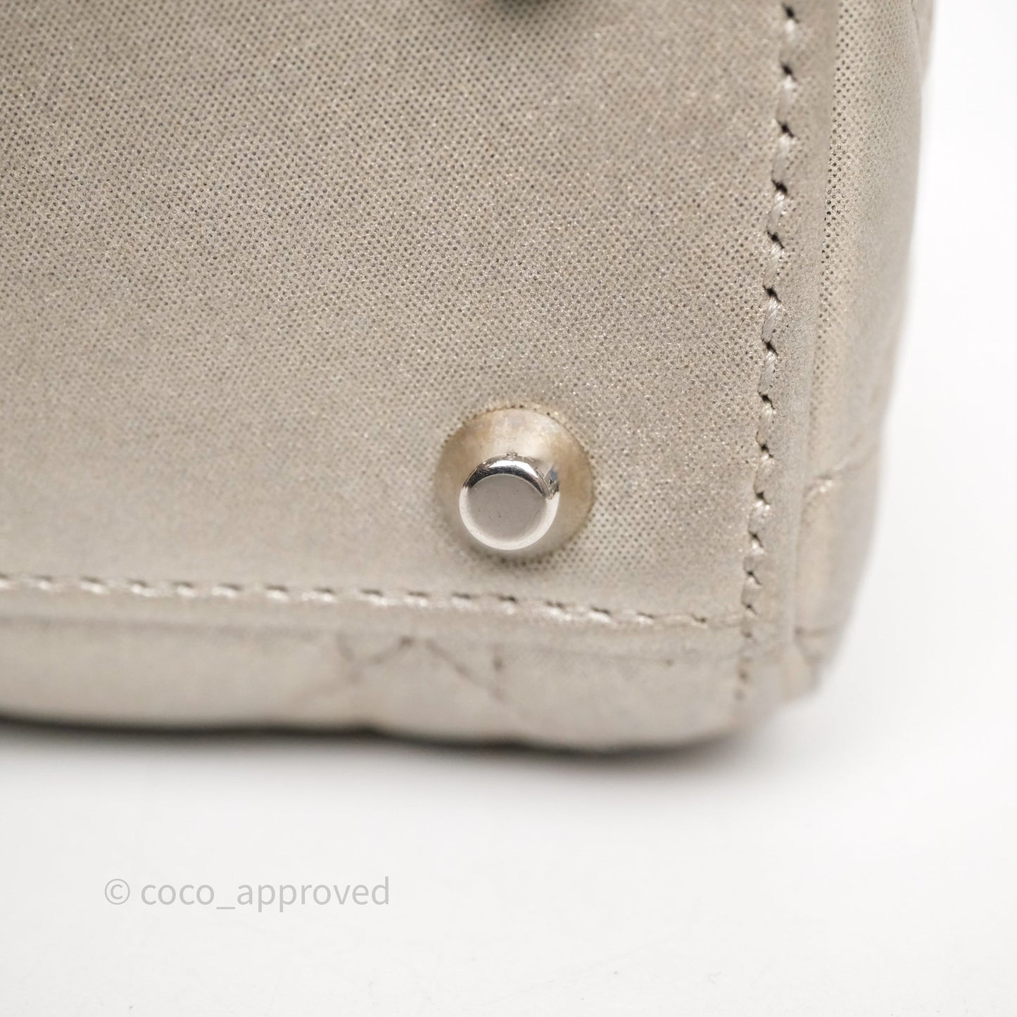 Christian Dior Mini Lady Dior Metallic Silver Nubuck Silver Hardware