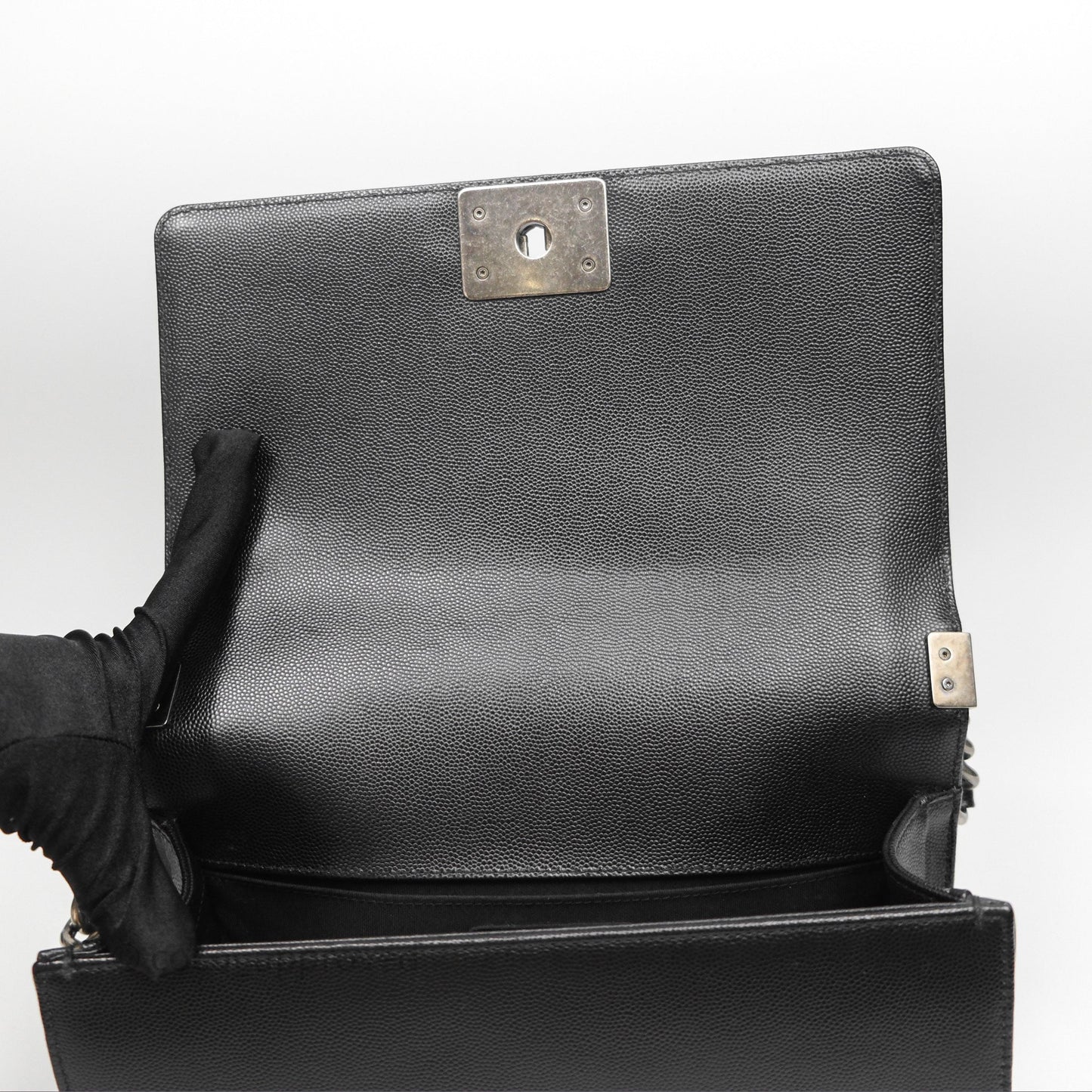 Chanel Quilted Medium Boy Black Caviar Ruthenium Hardware