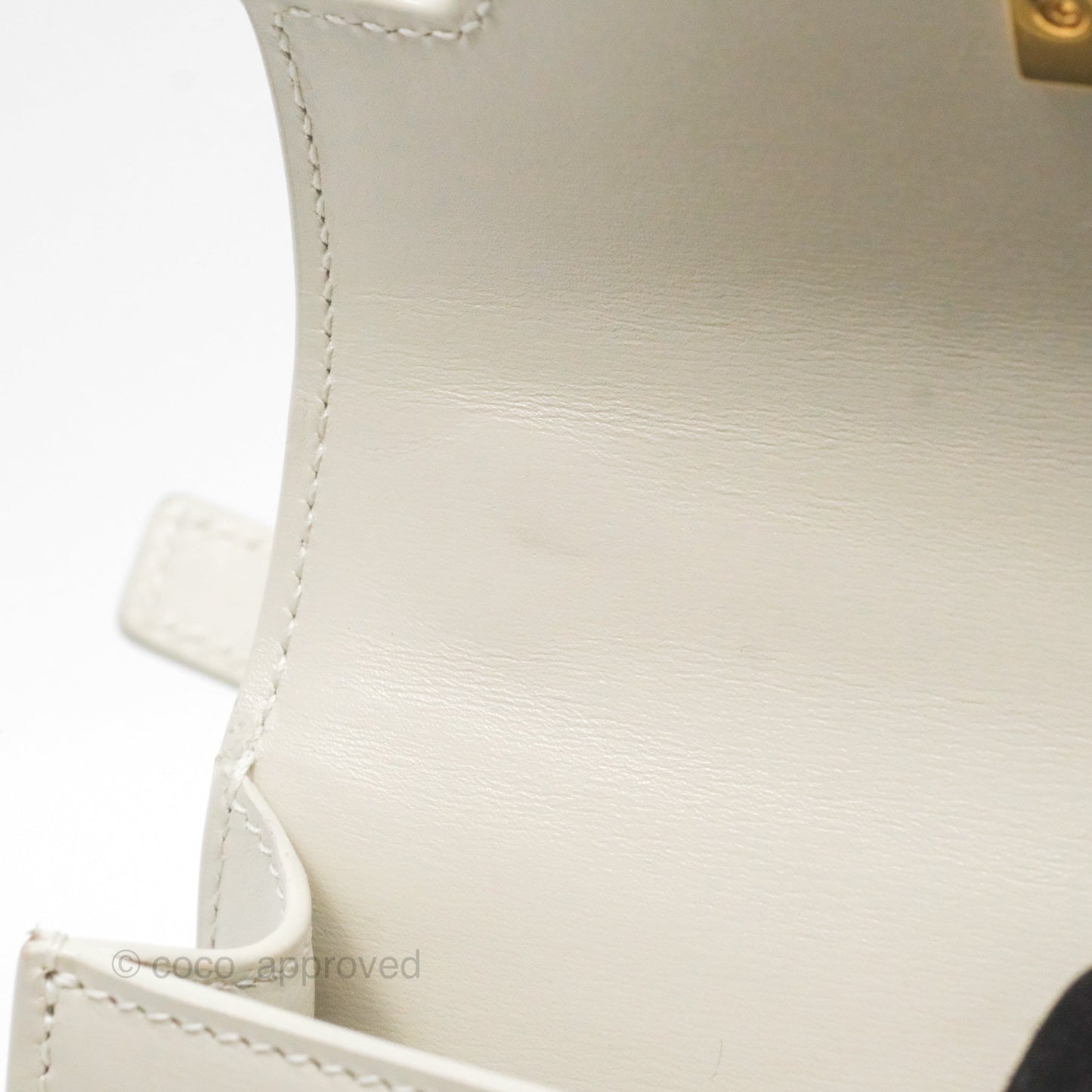 Saint Laurent Mini Manhattan Box Calfskin Blanc Vintage Gold Hardware