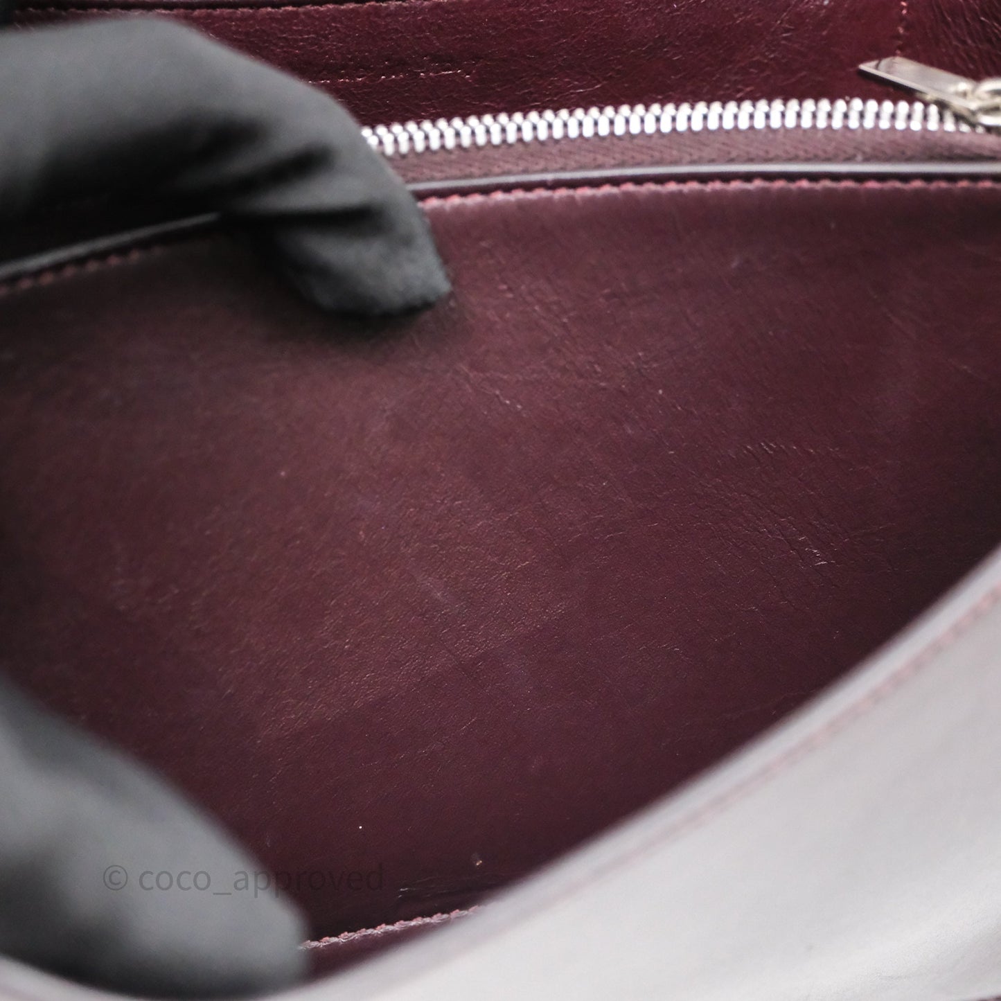 Celine Medium Frame Bag Burgundy / Pearl Blue Calfskin Silver Hardware