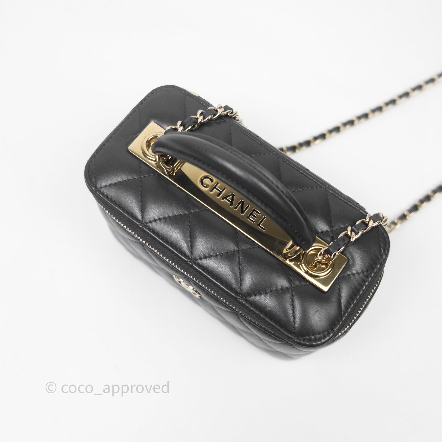 Chanel Trendy CC Vanity Rectangular Top Handle Dark Grey Lambskin Gold Hardware