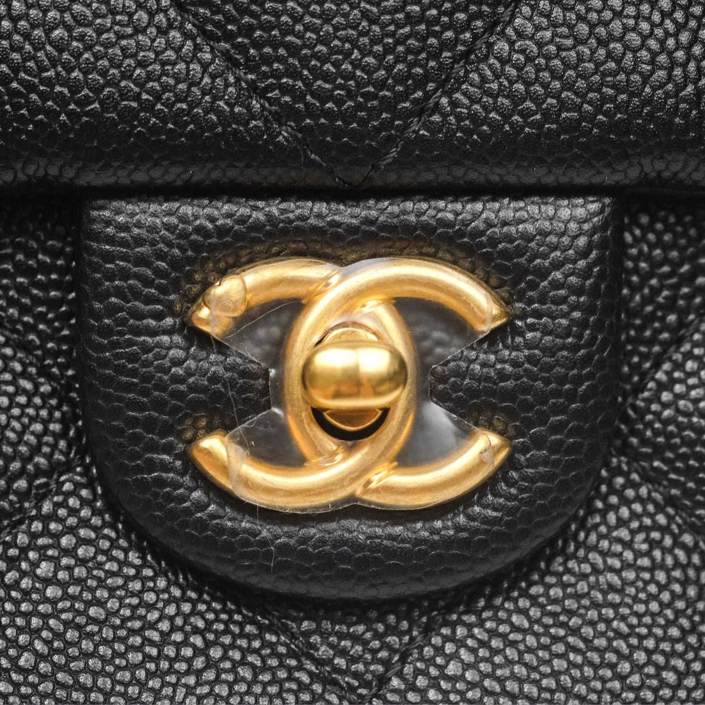 Chanel Large Flap Bag Heart Adjustable Chain Black Caviar Aged Gold Hardware