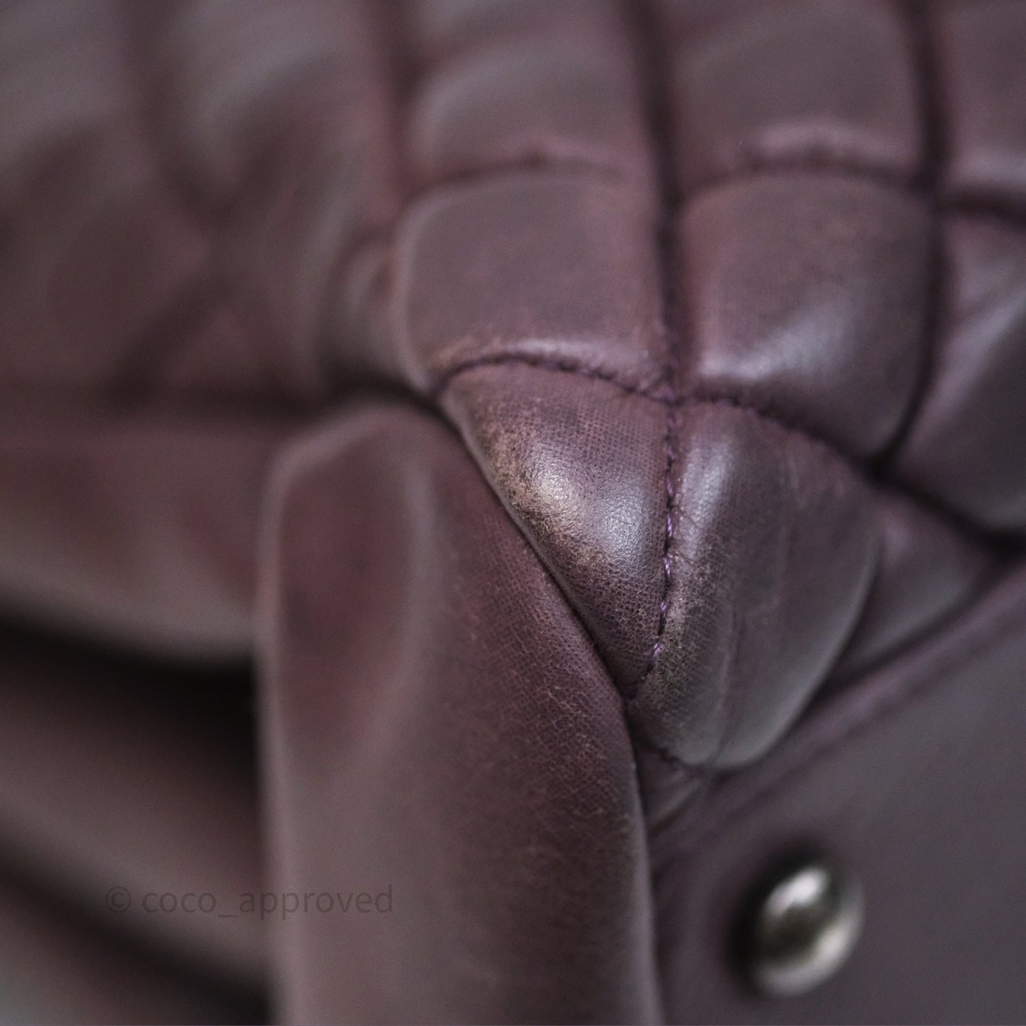 Chanel Large Mademoiselle Bowling Crumpled Calfskin Purple Ruthenium Hardware