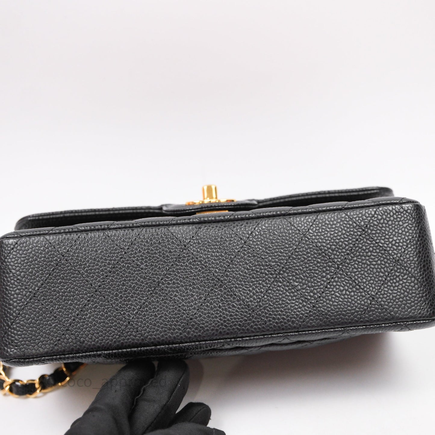 Chanel Small S/M Classic Flap Quilted Black Caviar Gold Hardware
