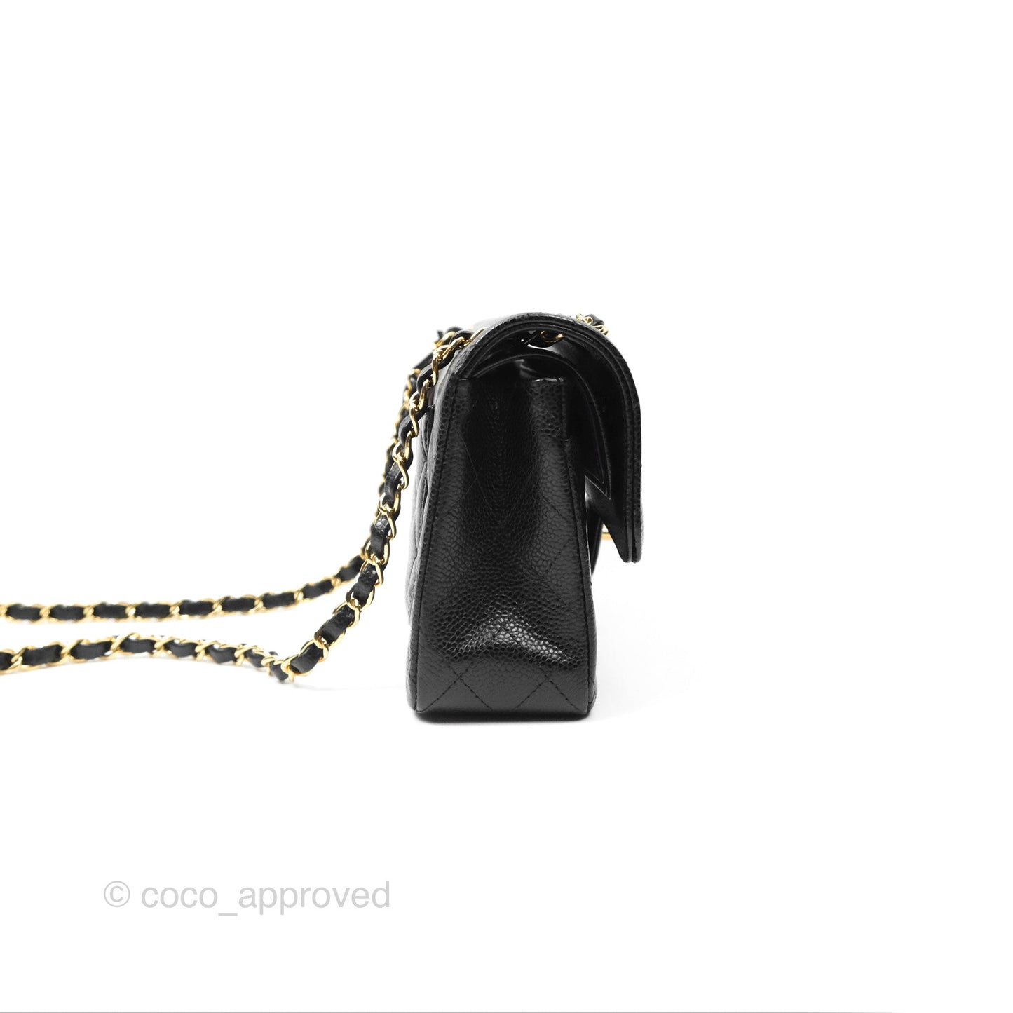 Chanel Small Classic Flap Quilted Black Caviar Gold Hardware