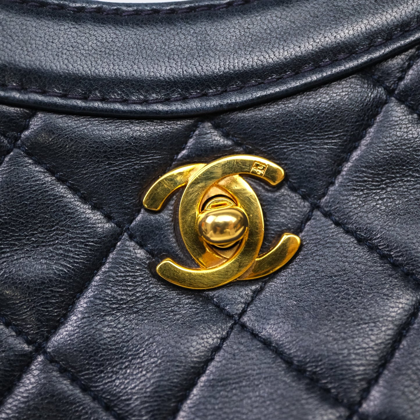 Chanel Vintage 31 Navy Lambskin 24K Gold Hardware