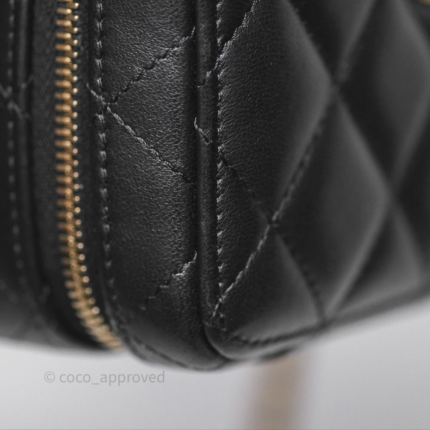 Chanel Top Handle Vanity Case Black Lambskin Aged Gold Hardware 22A
