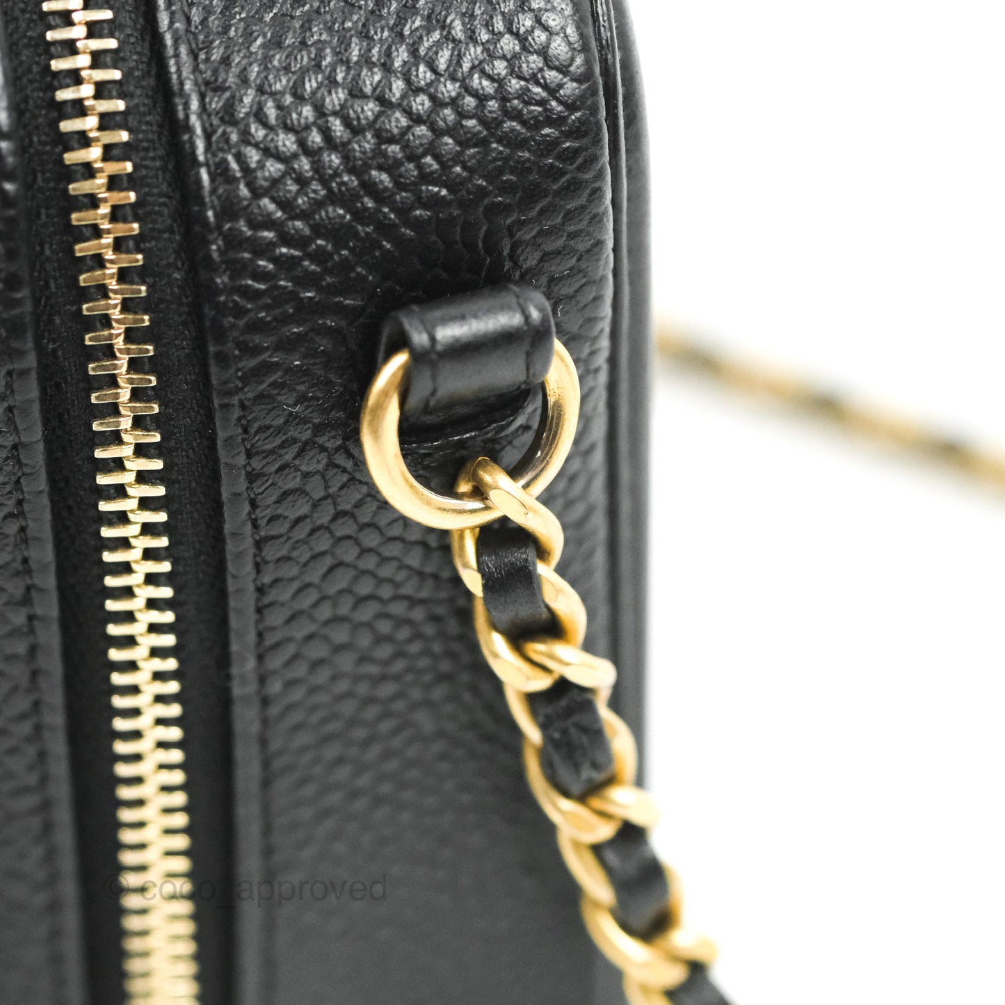 Chanel CC Filigree Vanity Clutch With Chain Caviar Black Aged Gold Hardware