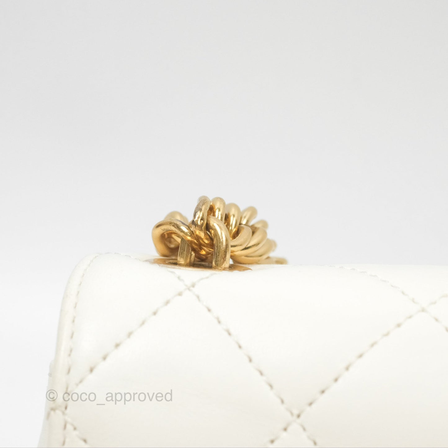 Chanel Mini Flap Bag with Enamel Charm Chain White Lambskin Gold Hardware