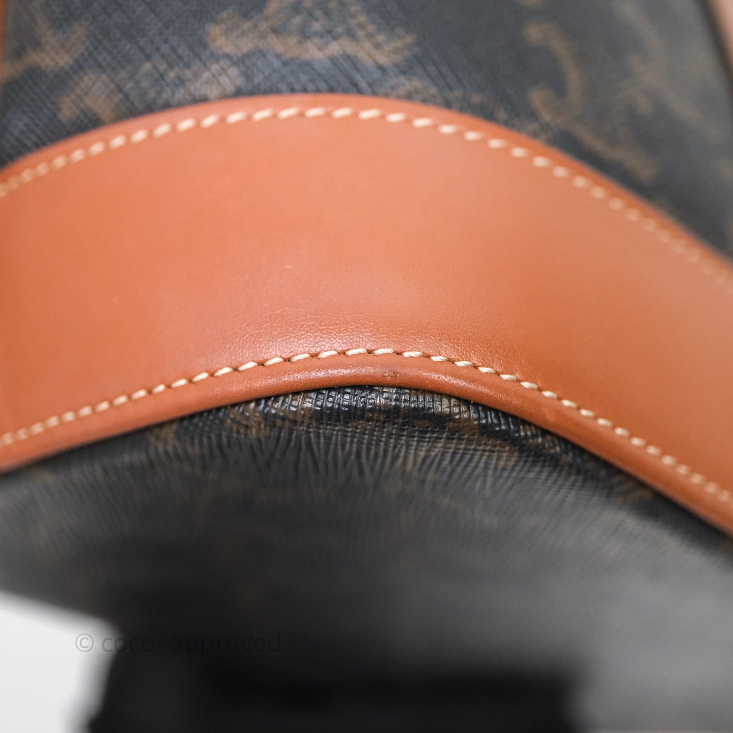 Celine Small Bucket Triomphe Canvas Tan Calfskin