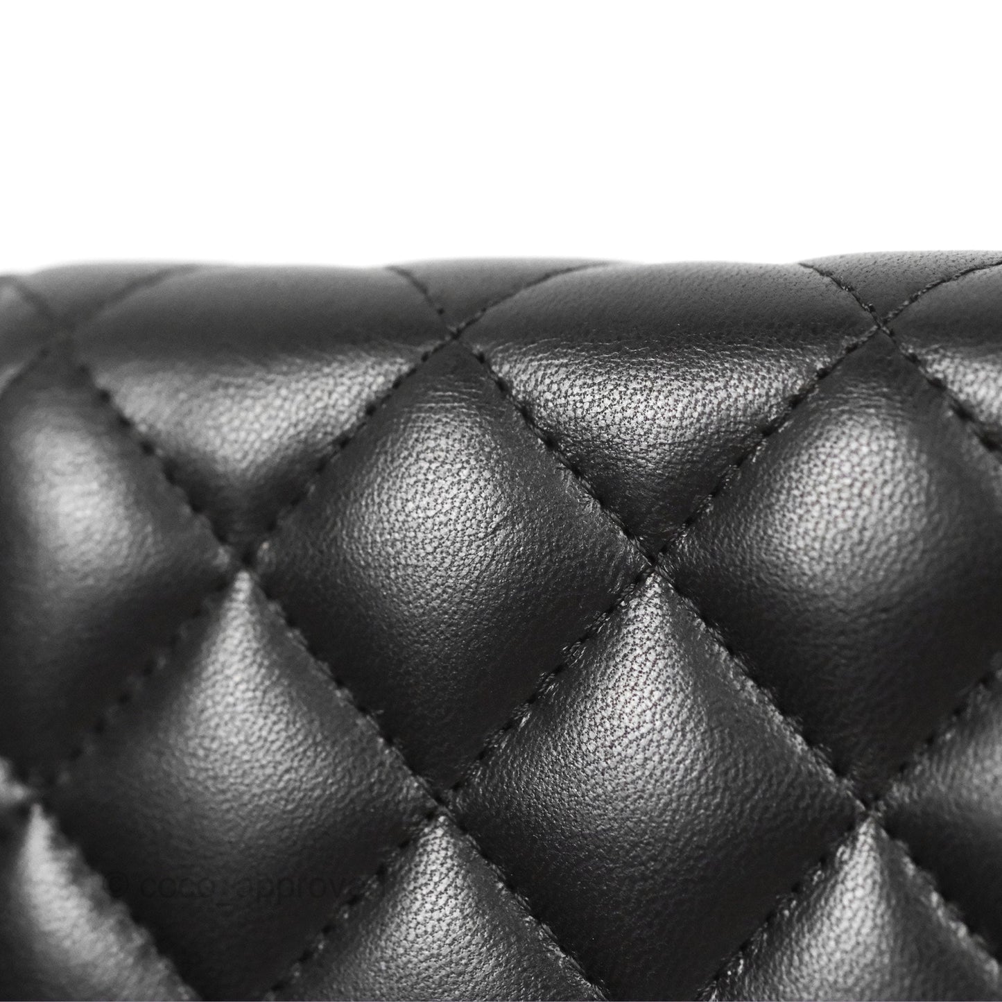 Chanel Classic Quilted Wallet On Chain WOC Black Lambskin Silver Hardware