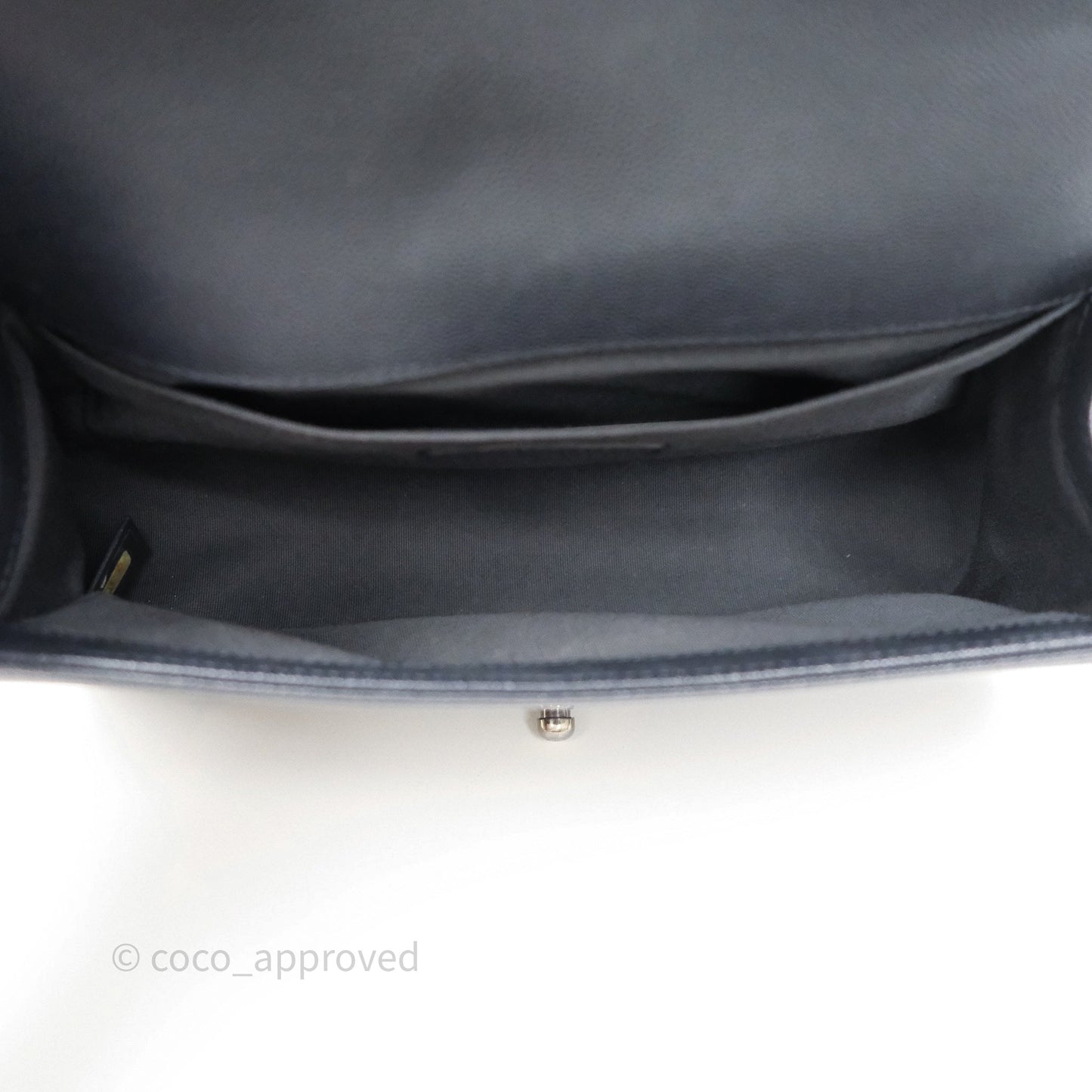 Chanel Medium Boy Chevron Dark Navy Caviar Silver Hardware