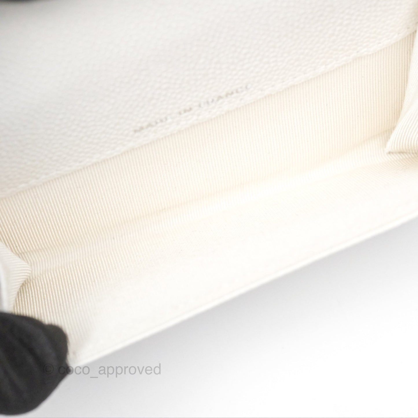 Chanel Quilted Flap Card Holder White Caviar Silver Hardware