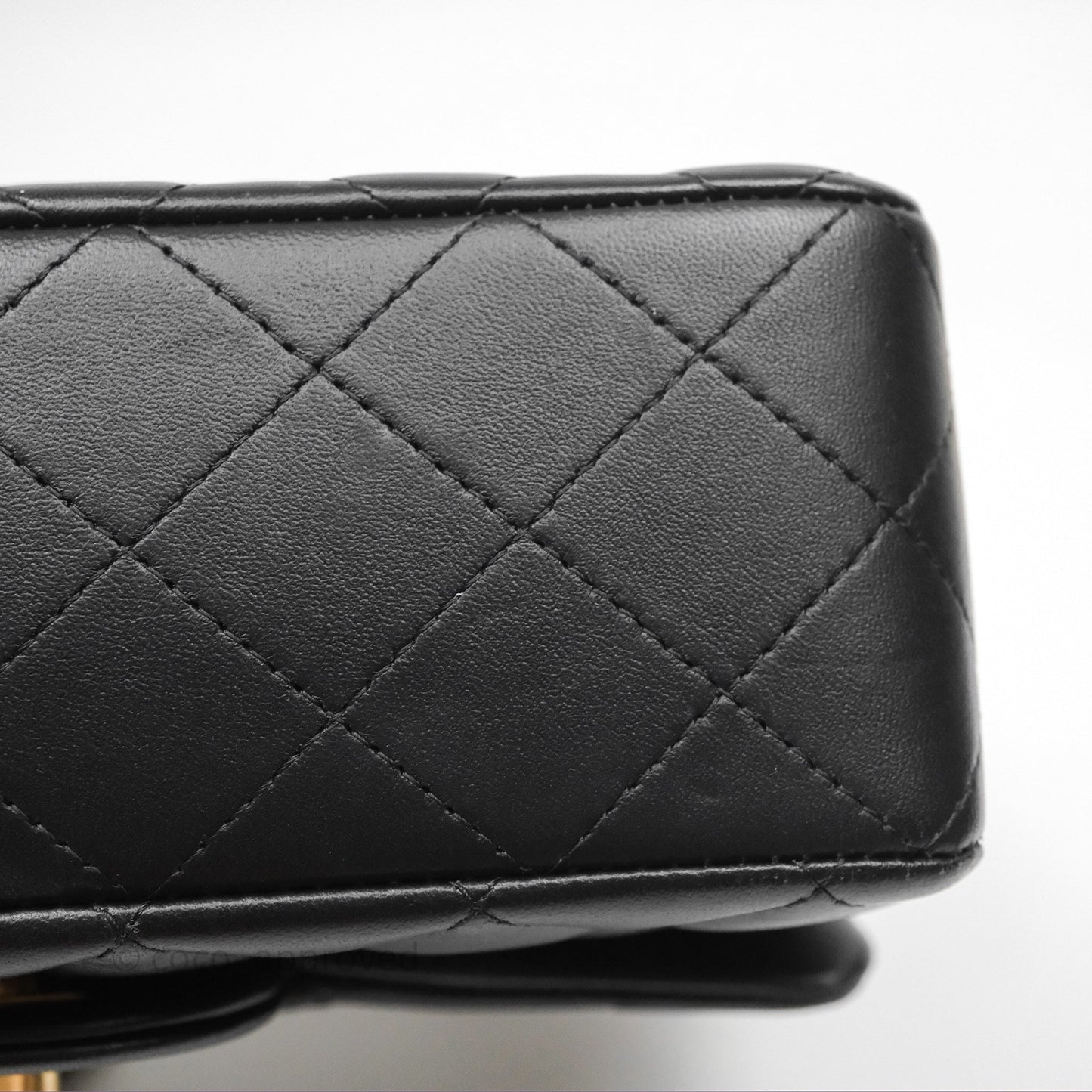 Chanel Metal Top Handle Mini Rectangular Flap Bag Black Lambskin Aged Gold Hardware