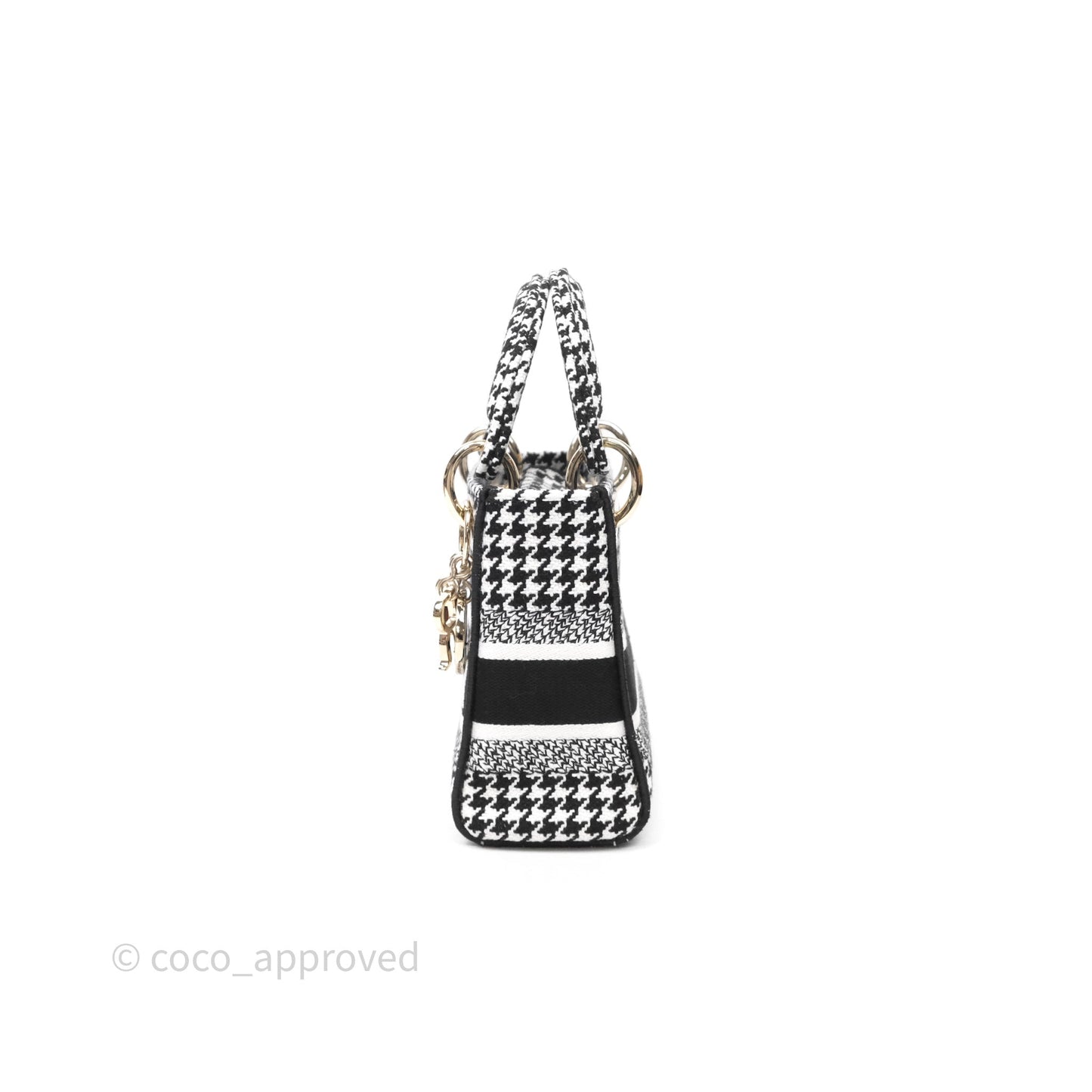 Christian Dior Mini Lady D-Lite Bag Black White Houndstooth