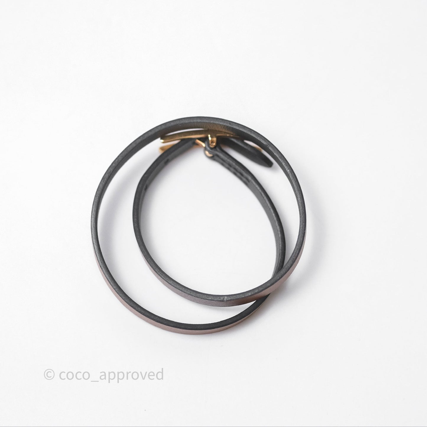 Hermès Behapi Double Tour Bracelet in Fauve 34 / Noir 89 Calfskin Gold Hardware
