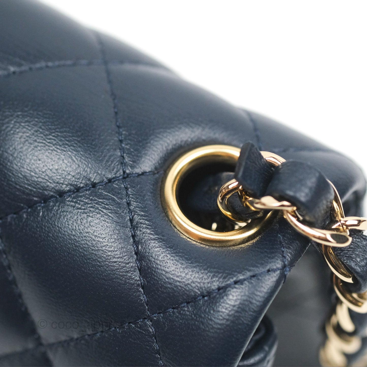 Chanel Mini Square Quilted Navy Lambskin Gold Hardware