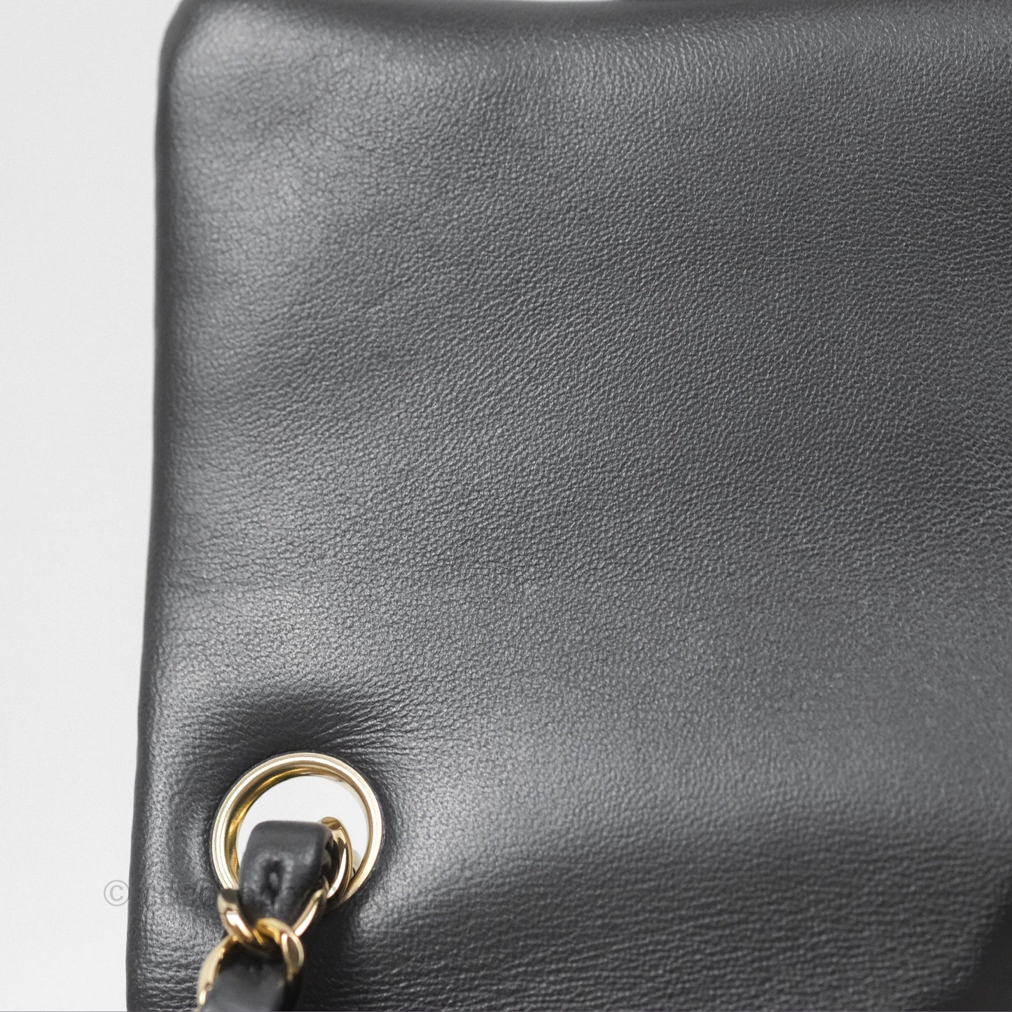 Chanel Mini Square Quilted Grey Lambskin Gold Hardware