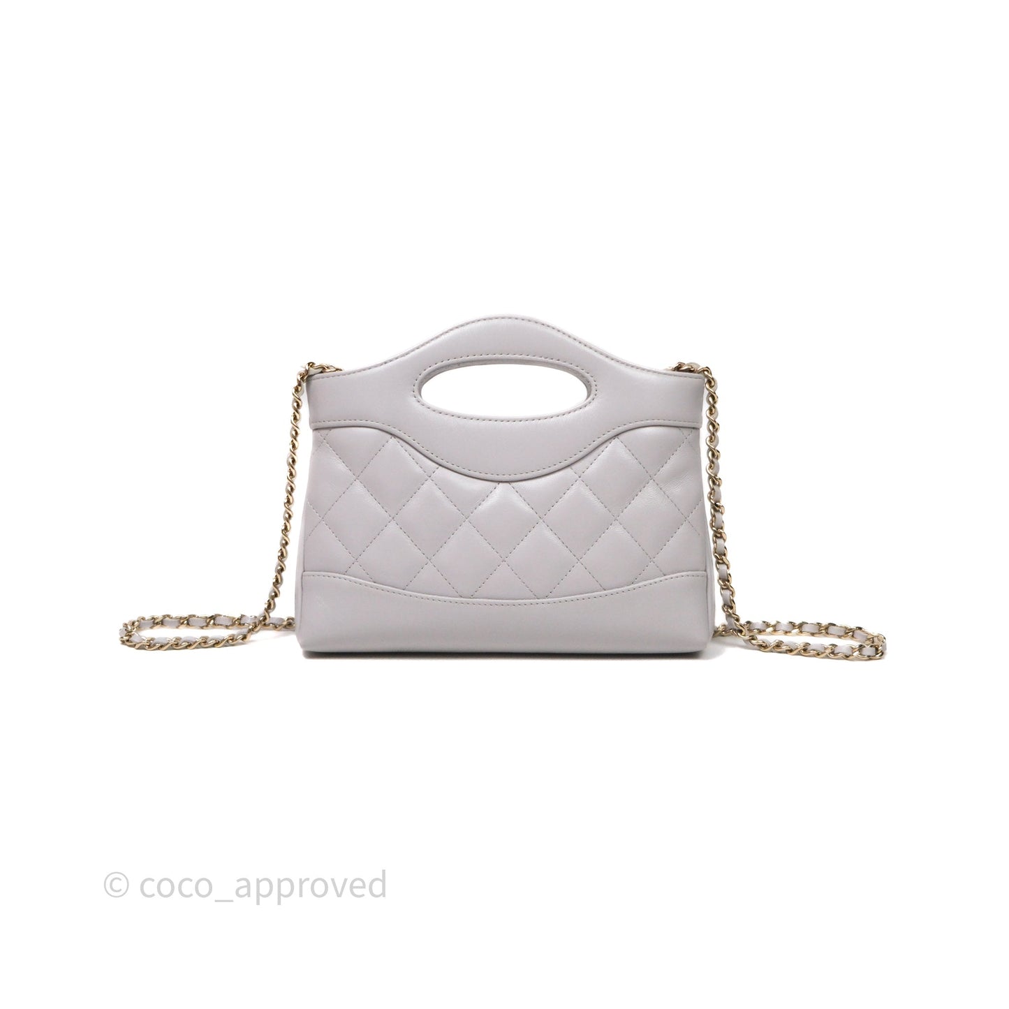 Chanel Nano 31 Grey Shiny Lambskin Gold Hardware