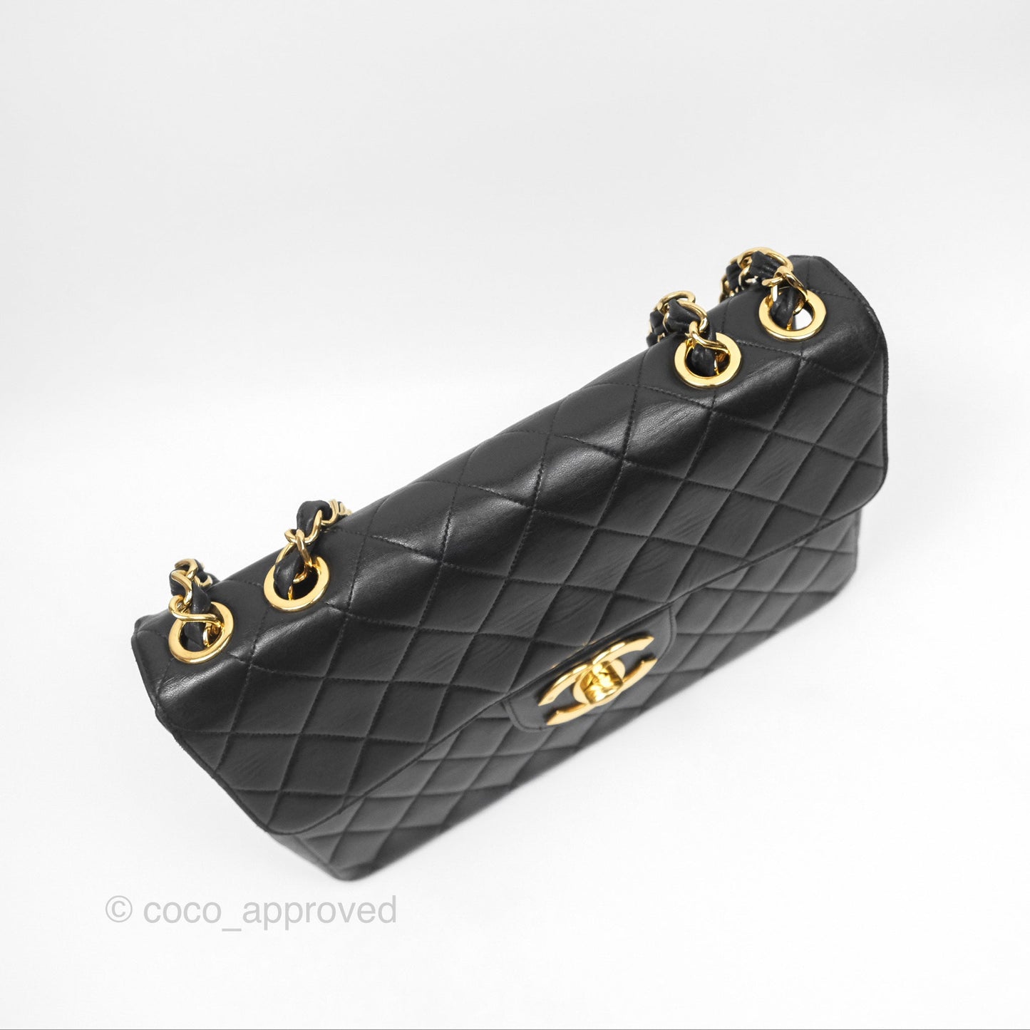 Chanel Vintage Jumbo Single Flap Black Lambskin 24K Gold Hardware