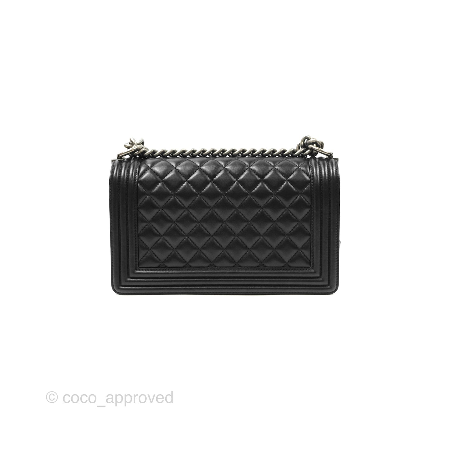 Chanel Quilted Medium Boy Black Lambskin Ruthenium Hardware