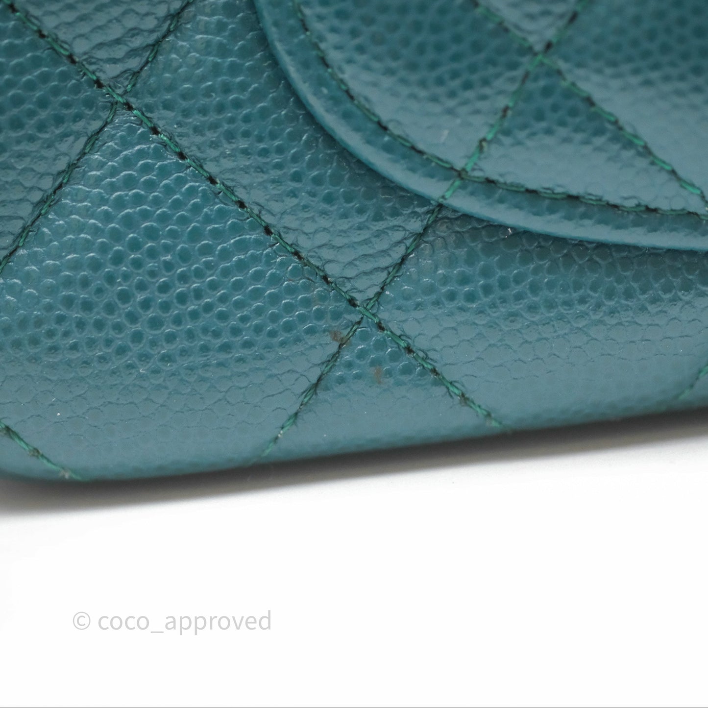 Chanel Quilted Mini Rectangular Green Caviar Silver Hardware