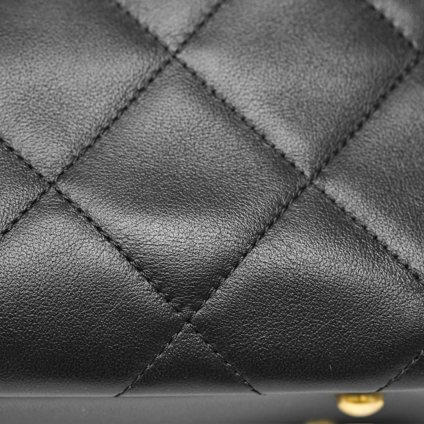 Chanel Stitched Large Shopping Bag Black Calfskin Aged Gold Hardware
