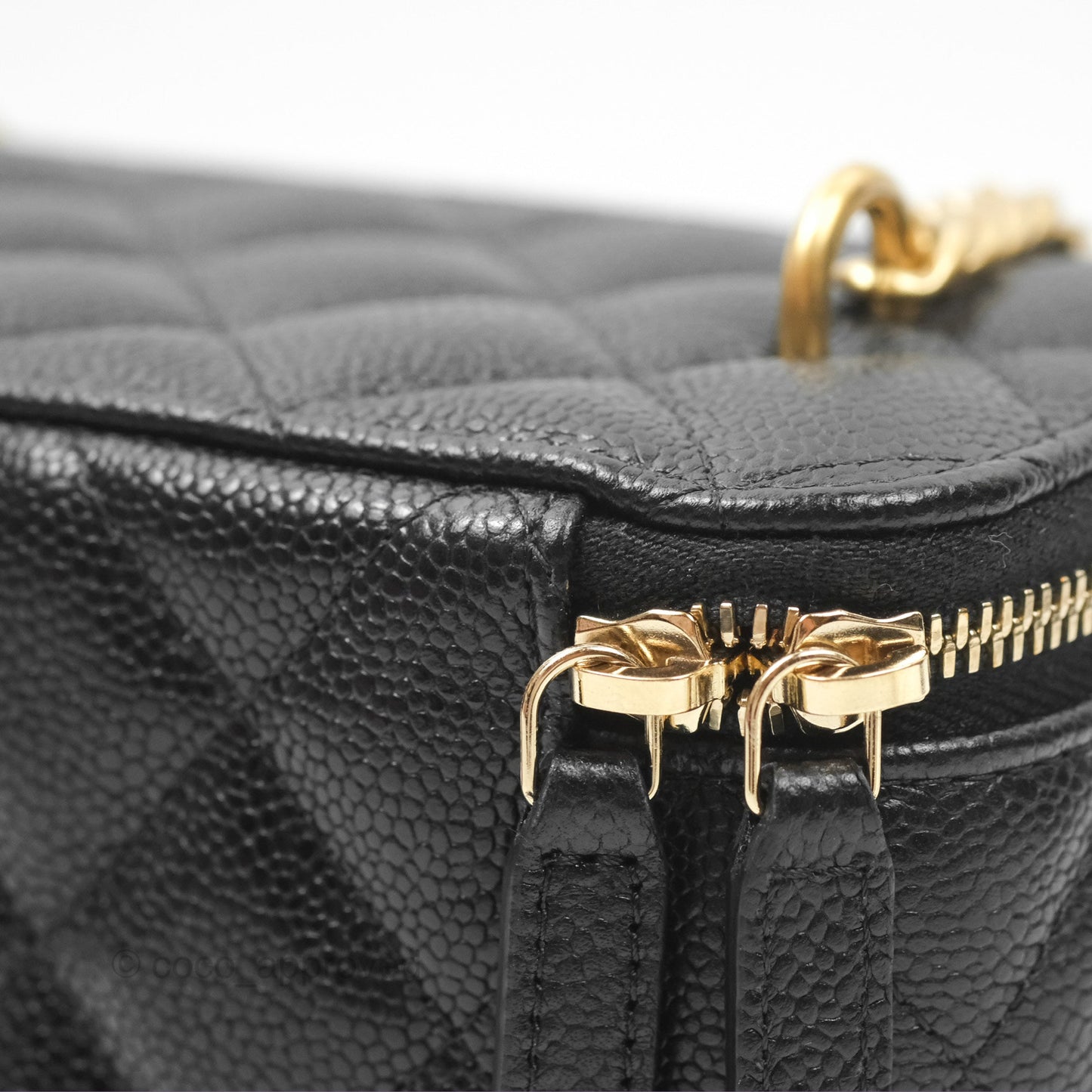 Chanel Vanity with Heart Adjustable Chain Black Caviar Aged Gold Hardware