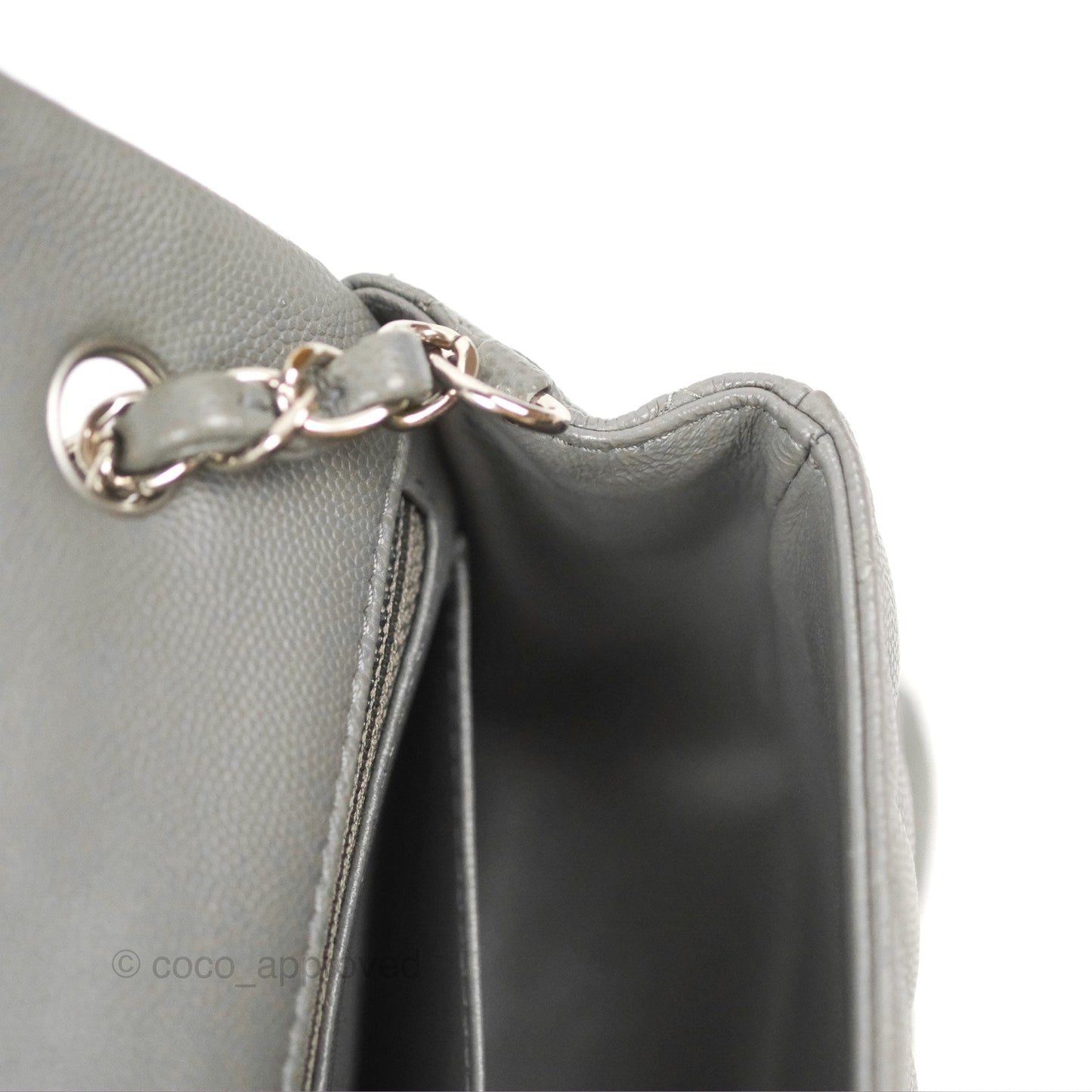 Chanel Quilted Mini Rectangular Flap Grey Caviar Silver Hardware 17B