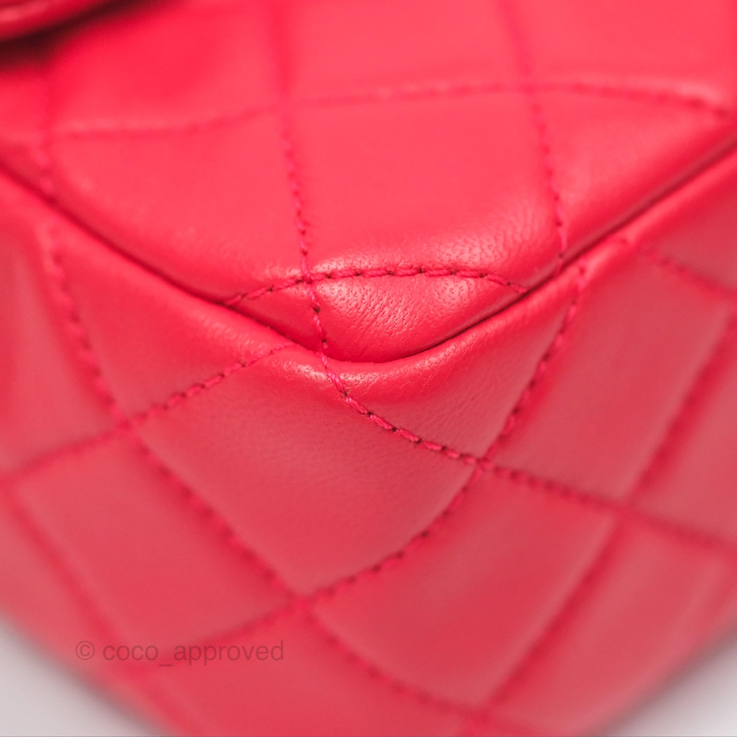 Chanel Mini Rectangular Pearl Crush Chilli Red Lambskin Aged Gold Hardware