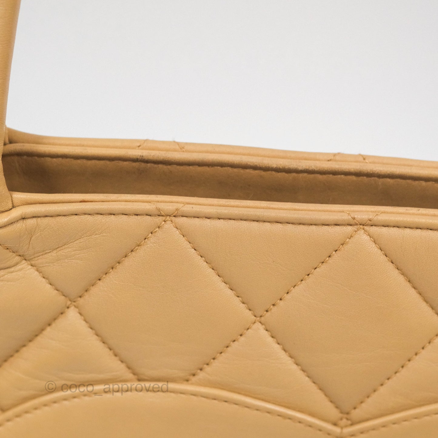 Chanel Vintage Medallion CC Beige Lambskin Tote Bag Gold Hardware