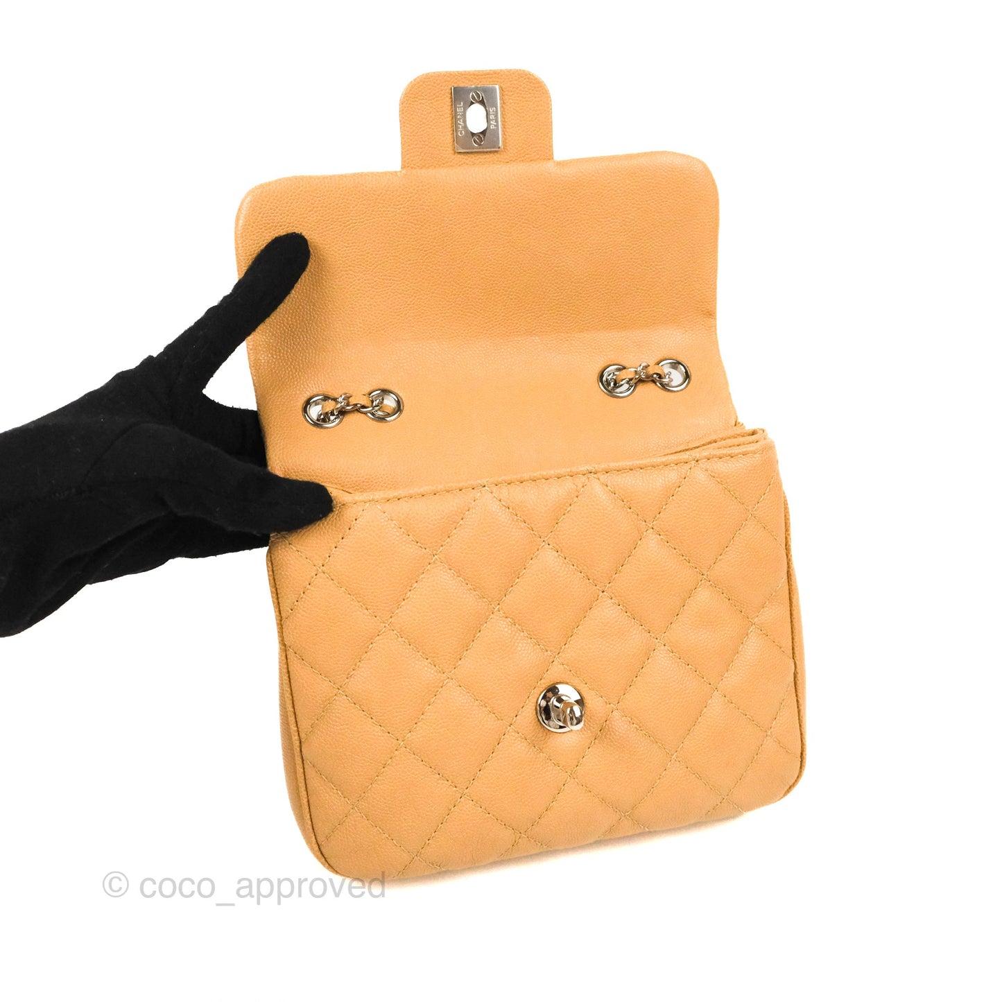 Chanel Quilted Small Urban Companion Flap Bag Beige Caviar Silver Hardware