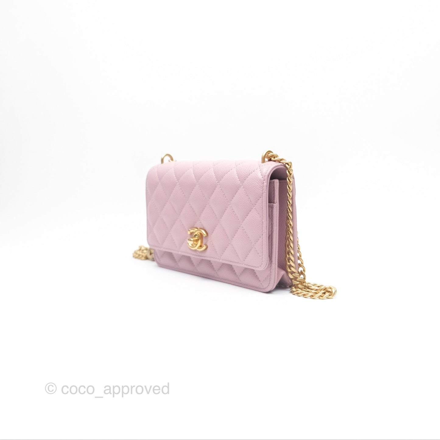 Chanel Heart Adjustable Chain WOC Dusty Pink Caviar Aged Gold Hardware
