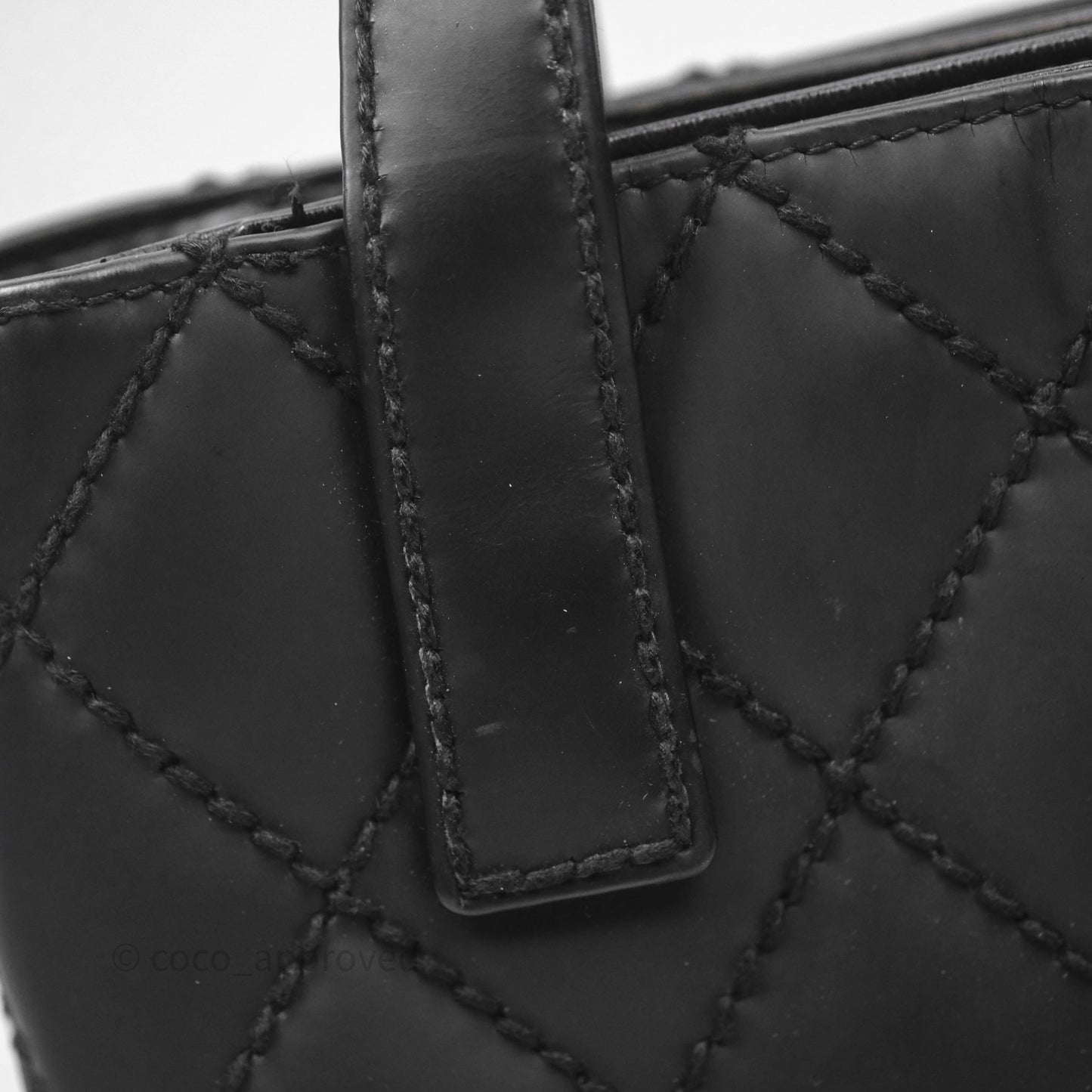 Chanel Vintage Quilted CC Tote Bag Matte Black Calfskin Gold Hardware