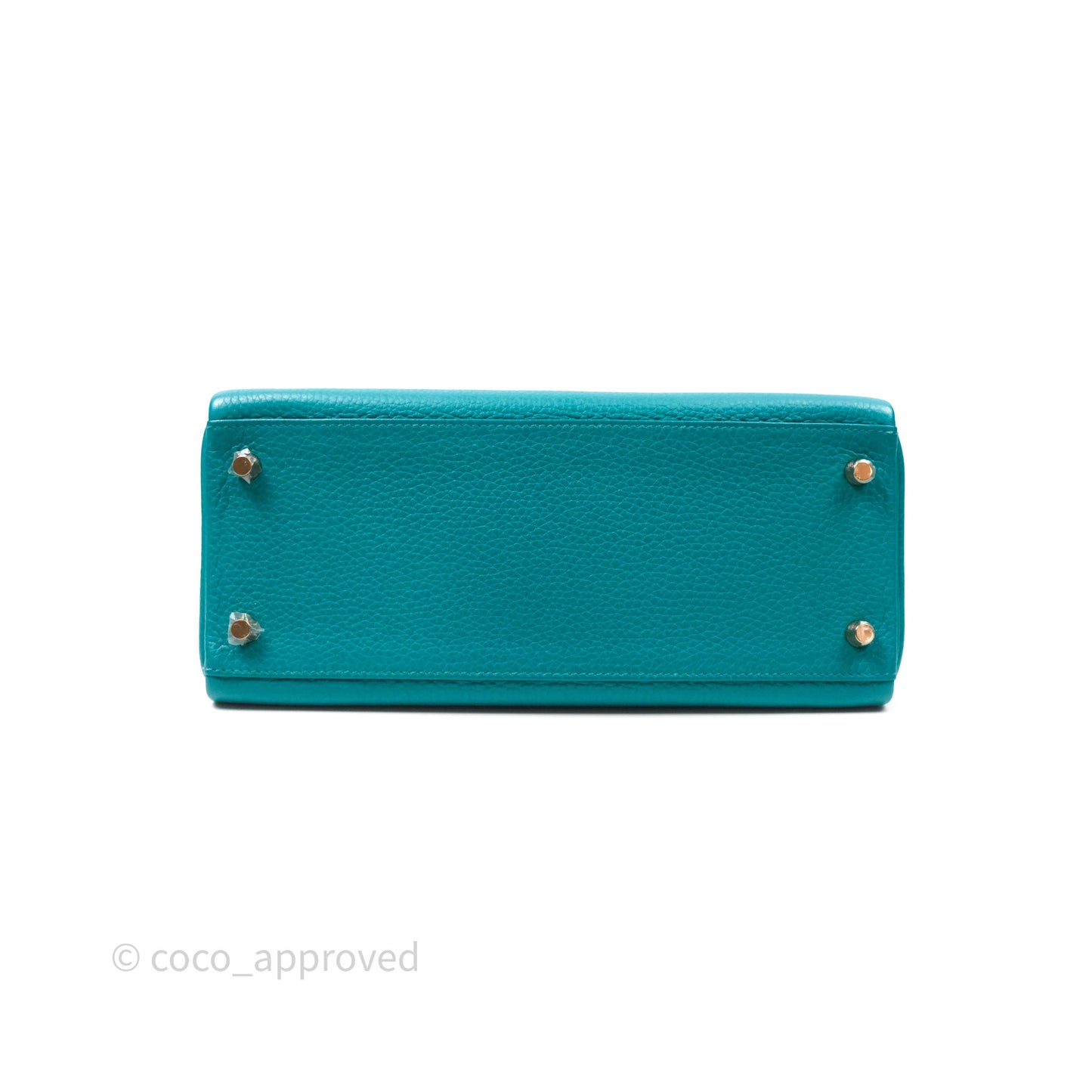 Hermès Kelly 28 Retourne Bleu Paon 7F Clemence Gold Hardware