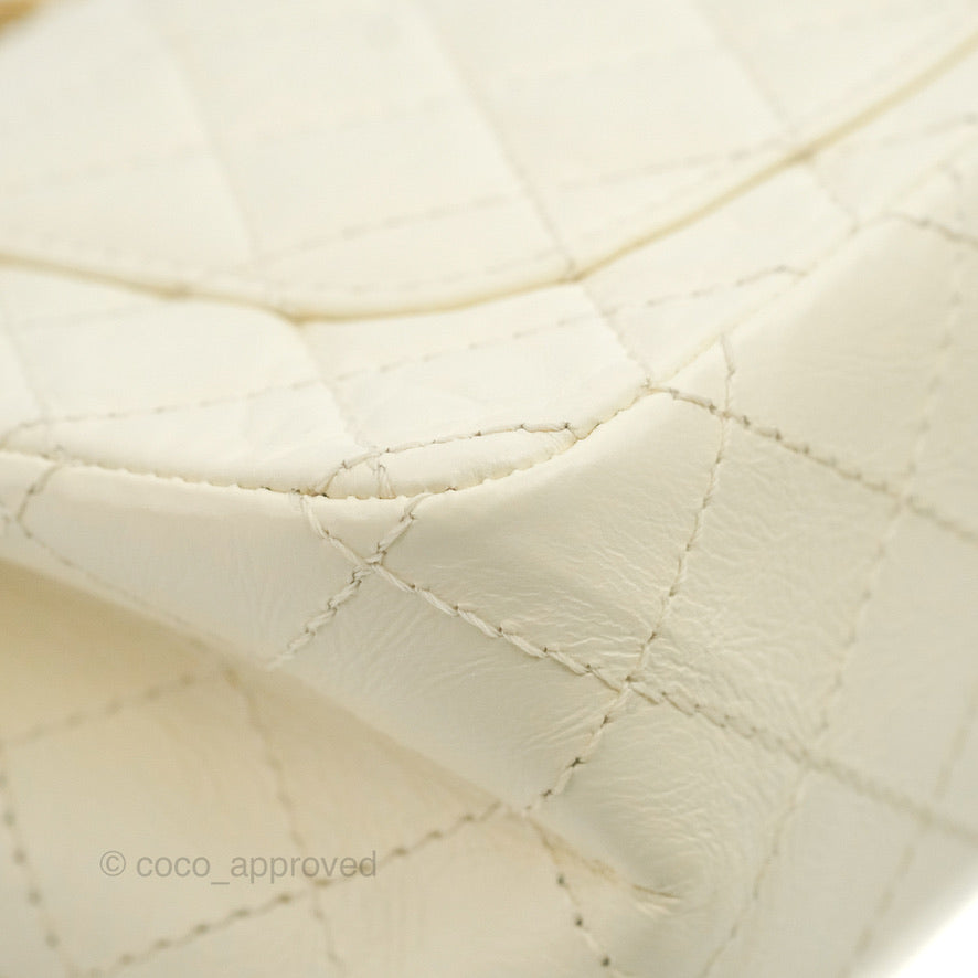 Chanel Mini Reissue 224 White Ivory Aged Calfskin Aged Gold Hardware