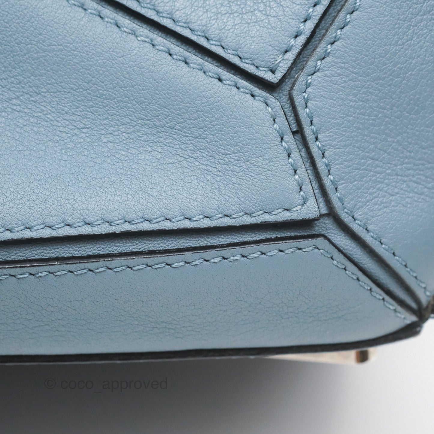 Loewe Small Puzzle Bag Blue Calfskin Silver Hardware