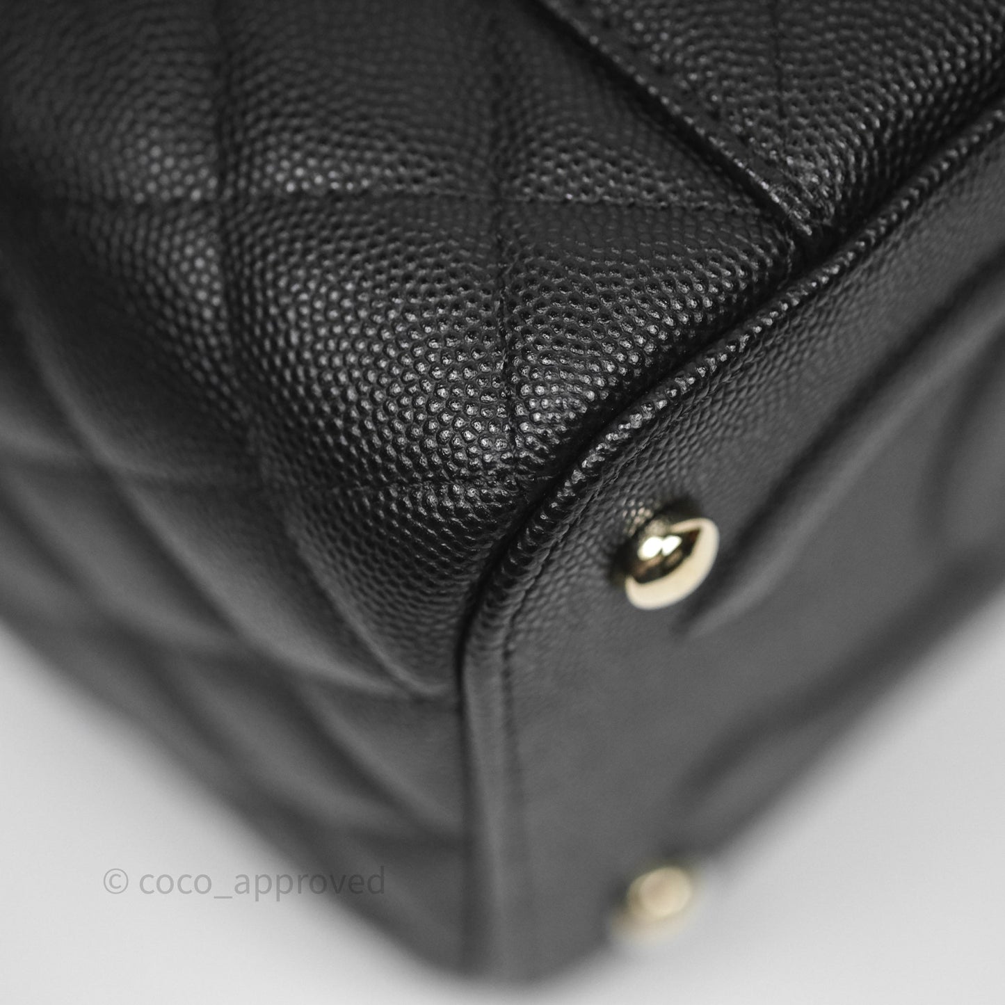 Chanel Quilted Top Handle Vanity Case Black Caviar Gold Hardware