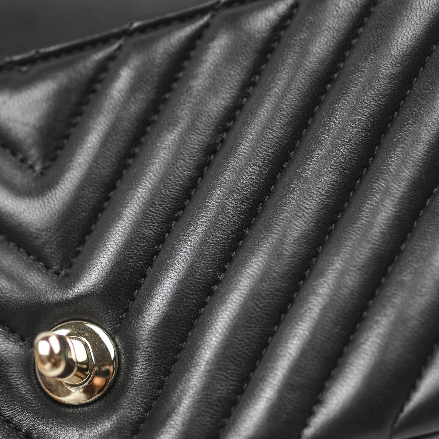Chanel Mini Rectangular Flap Chevron Black Lambskin Gold Hardware