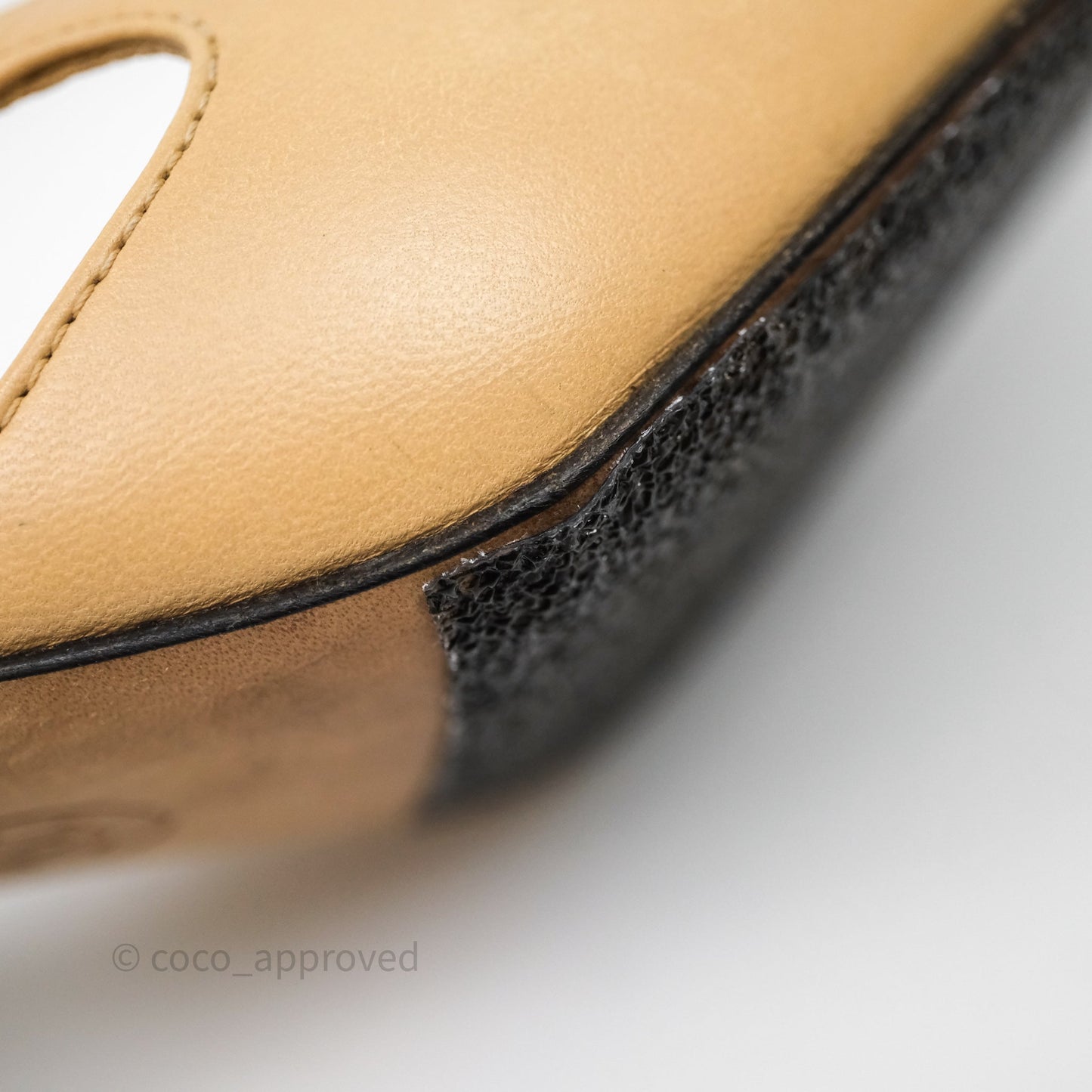 Chanel Classic Slingback Beige Black Leather Size 36