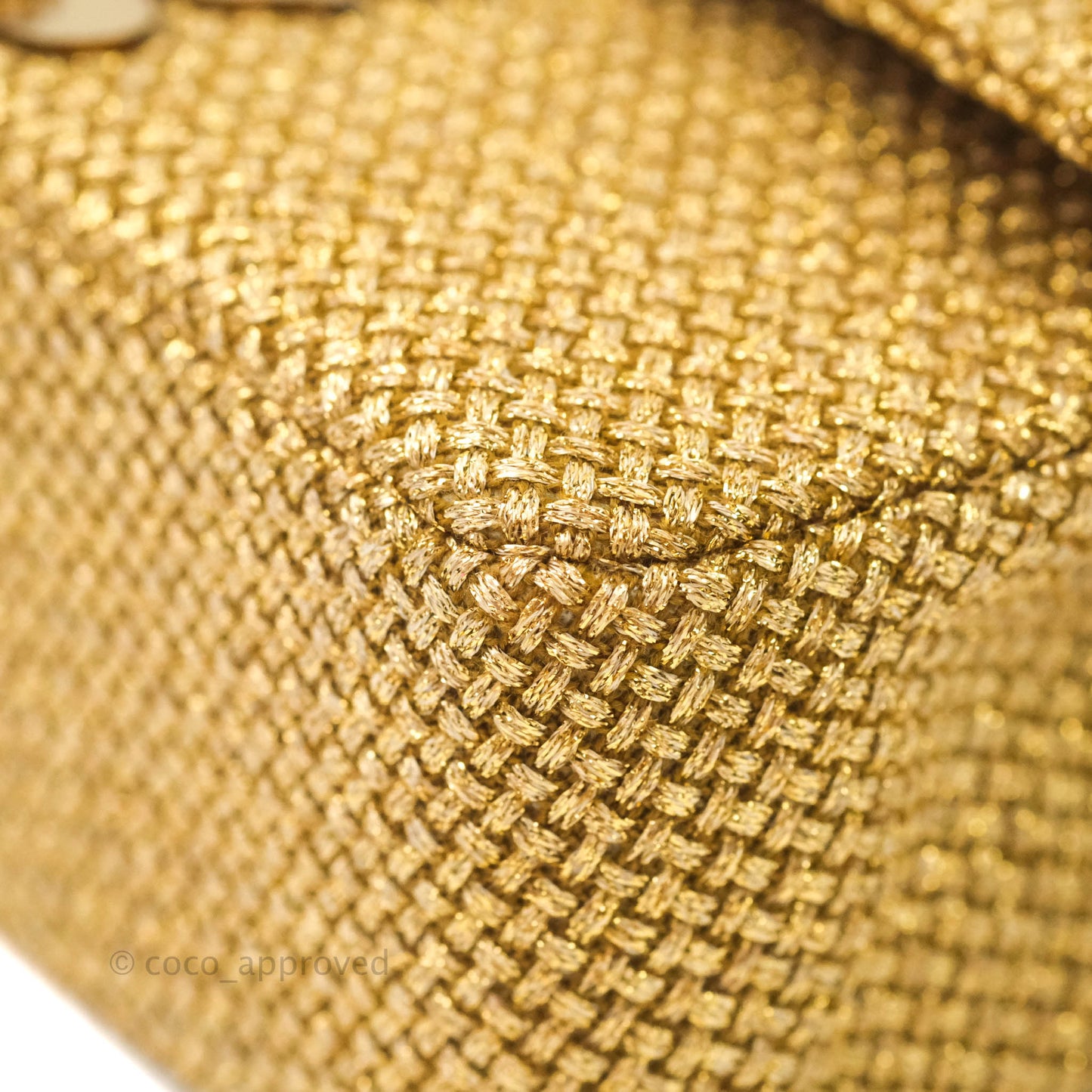 Chanel Classic M/L Medium Double Flap Gold Tweed Mirror Embellished Gold Hardware