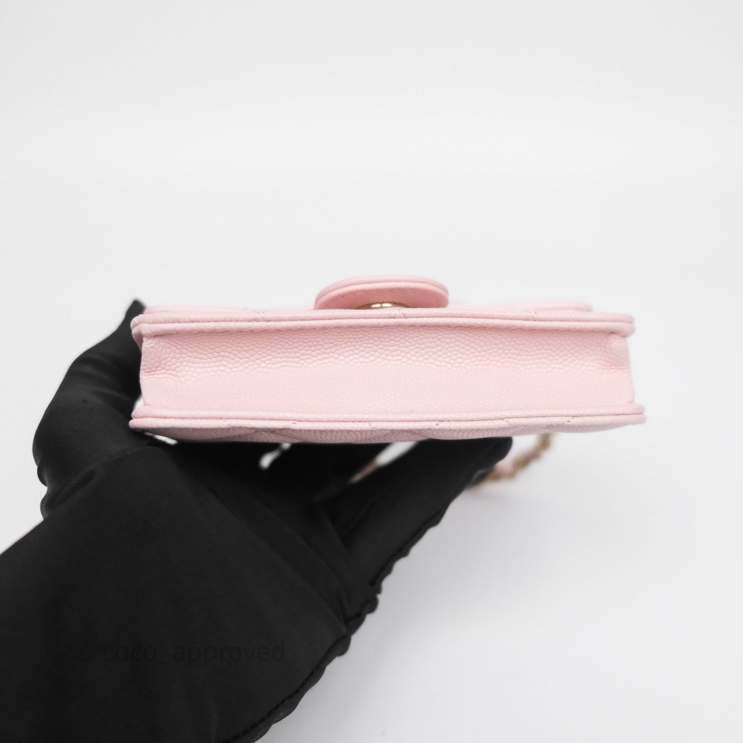 Chanel Mini Wallet With Chain Light Pink Caviar Gold Hardware