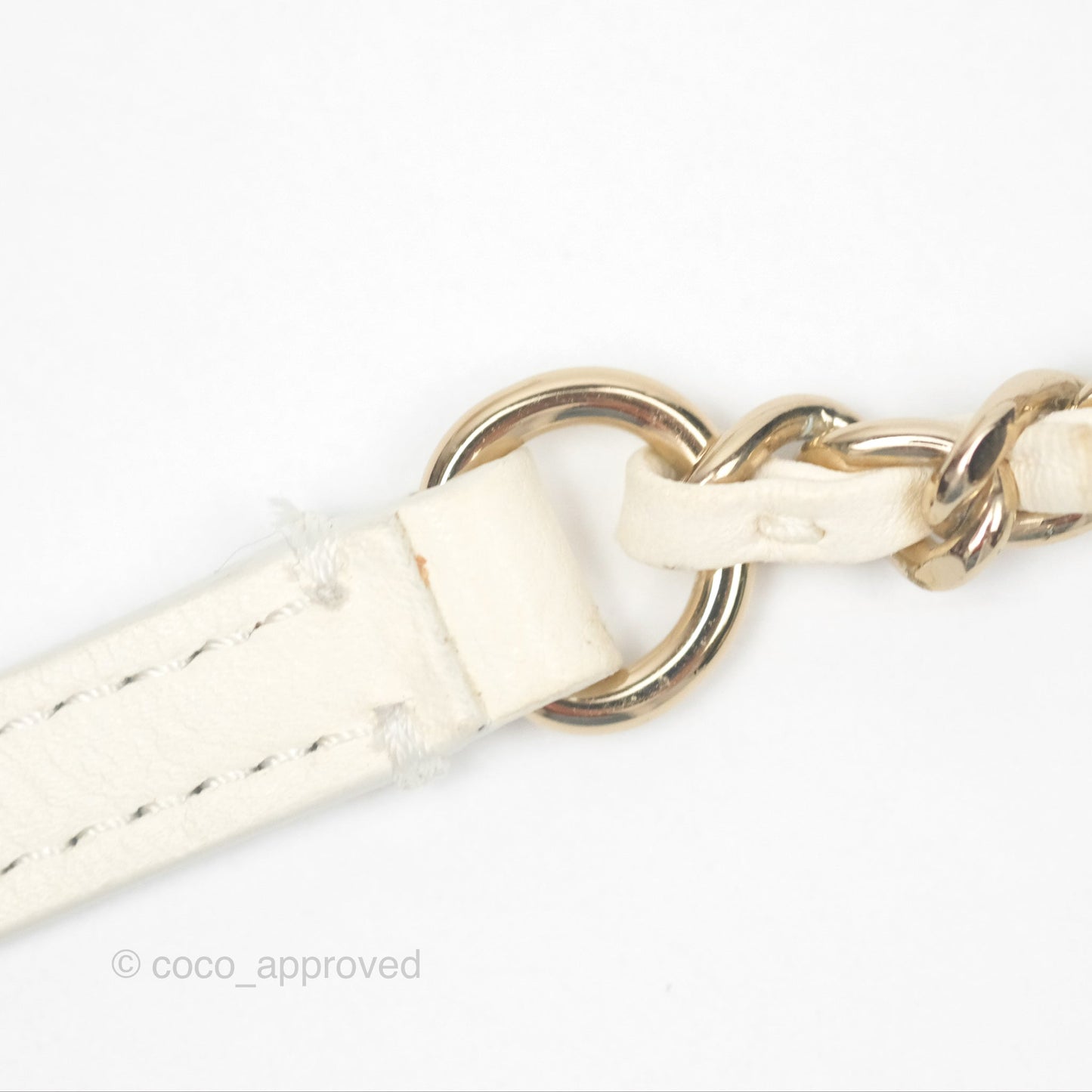 Chanel Small Logo Pearl Chain Flap Bag White Lambskin Gold Hardware