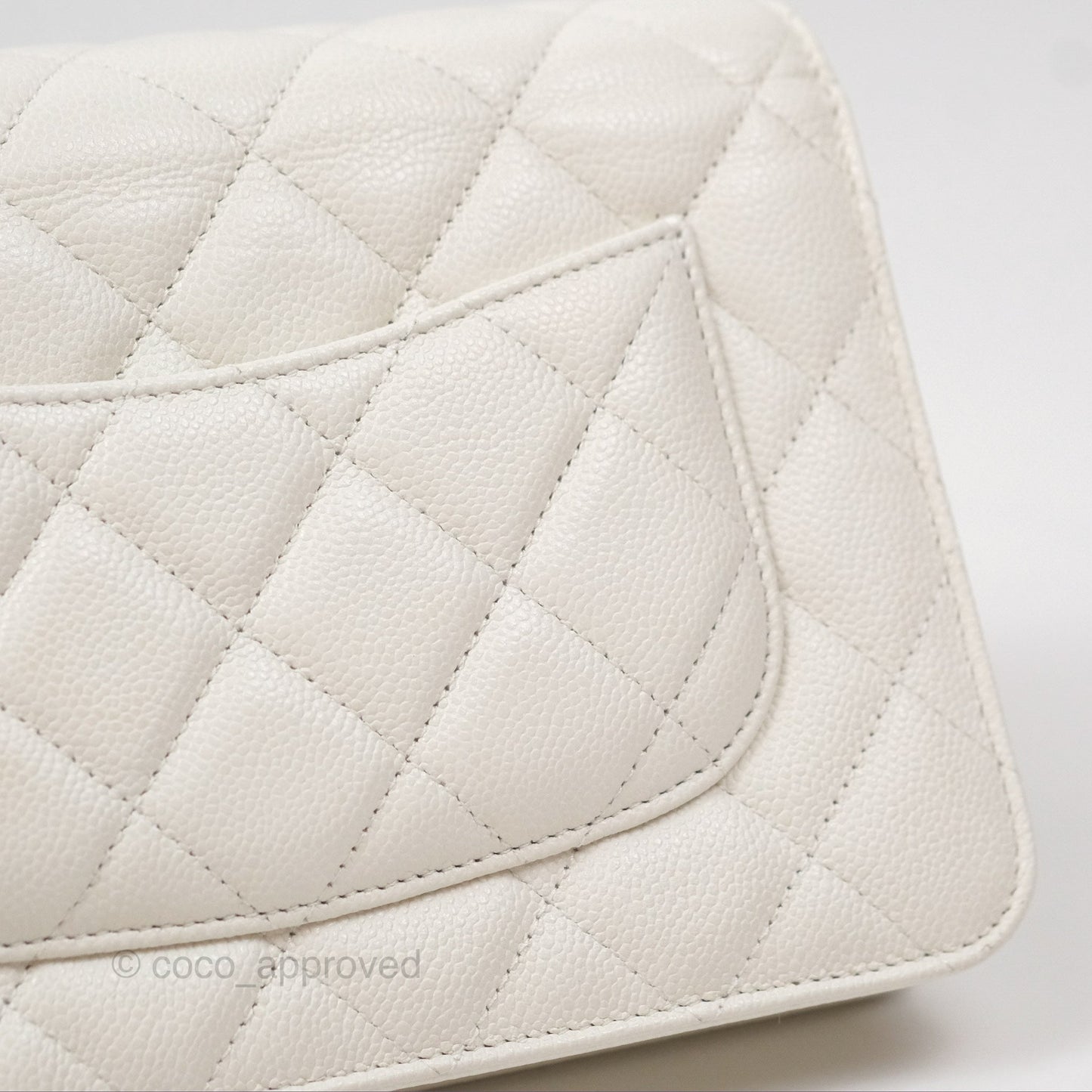 Chanel Quilted Classic Wallet on Chain WOC White Caviar Gold Hardware