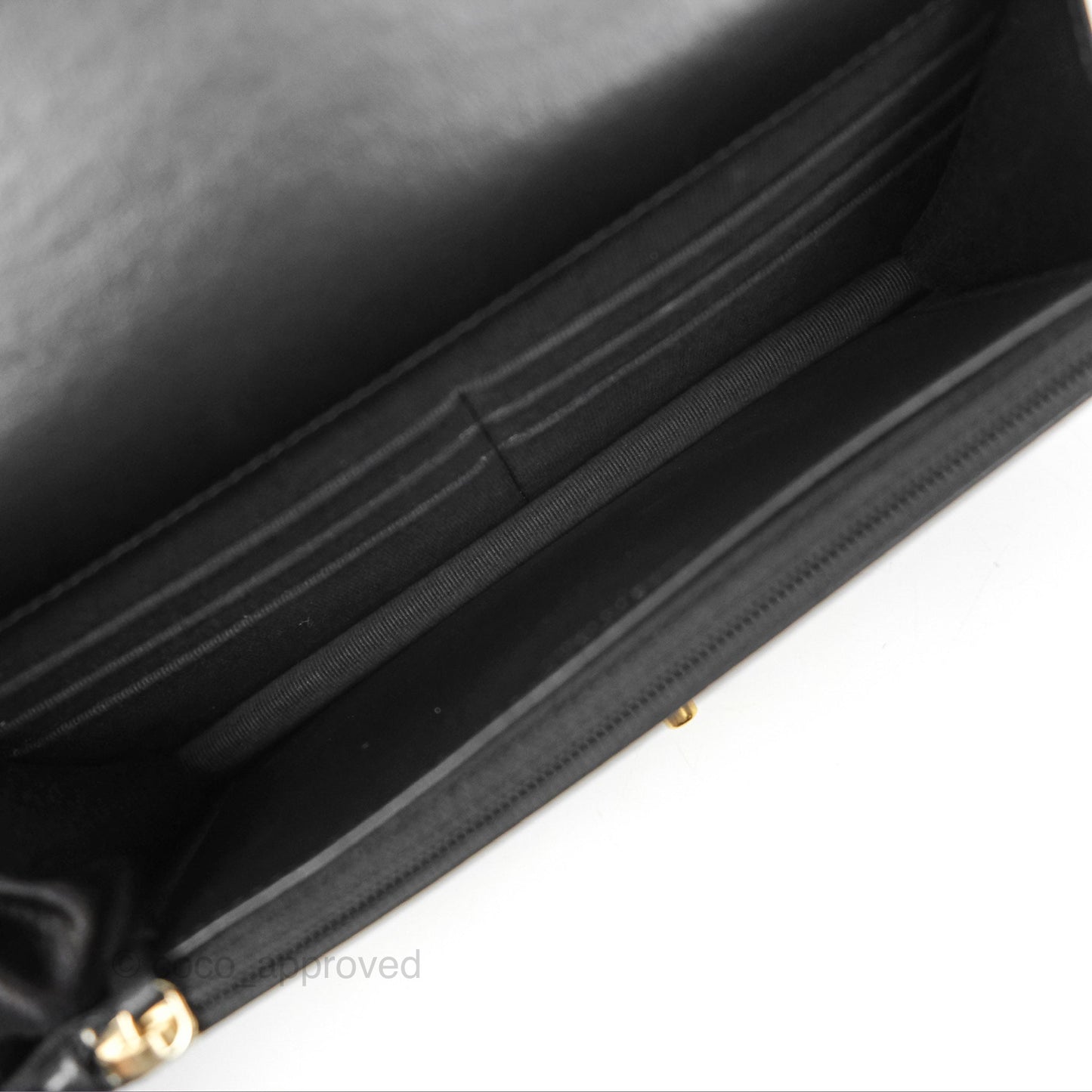 Chanel All Slide Wallet on Chain WOC Adjustable Chain Quilted Black Lambskin 22K