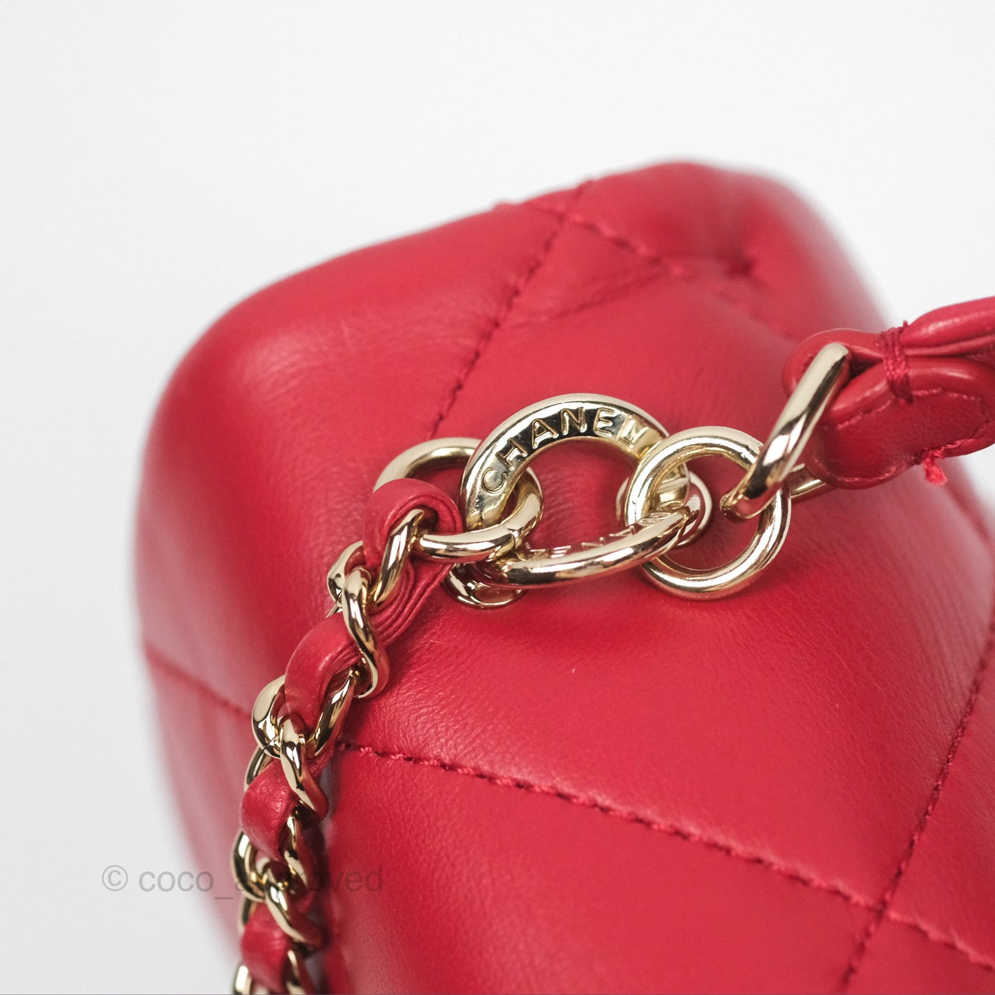Chanel Easy Carry Flap Bag With Handle Red Lambskin Gold Hardware