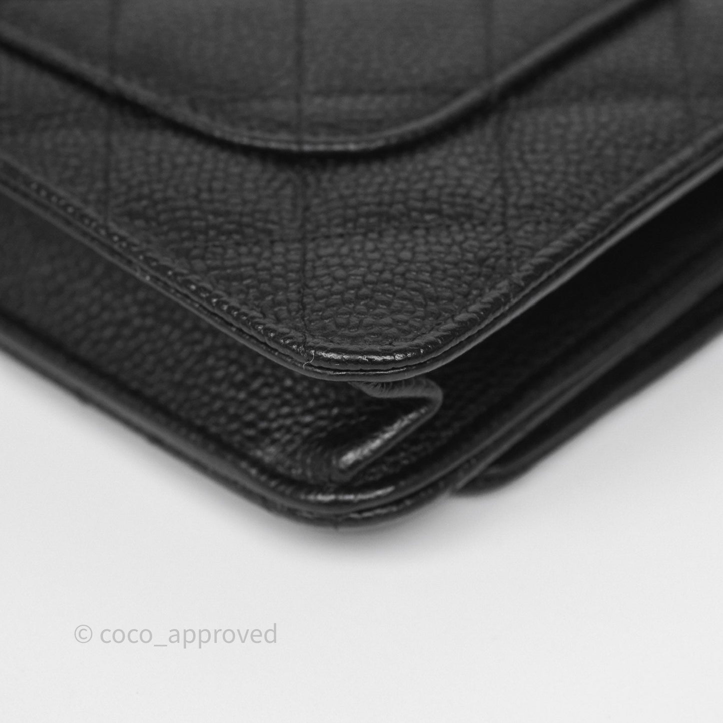Chanel Classic Wallet On Chain WOC Quilted Black Caviar Silver Hardware