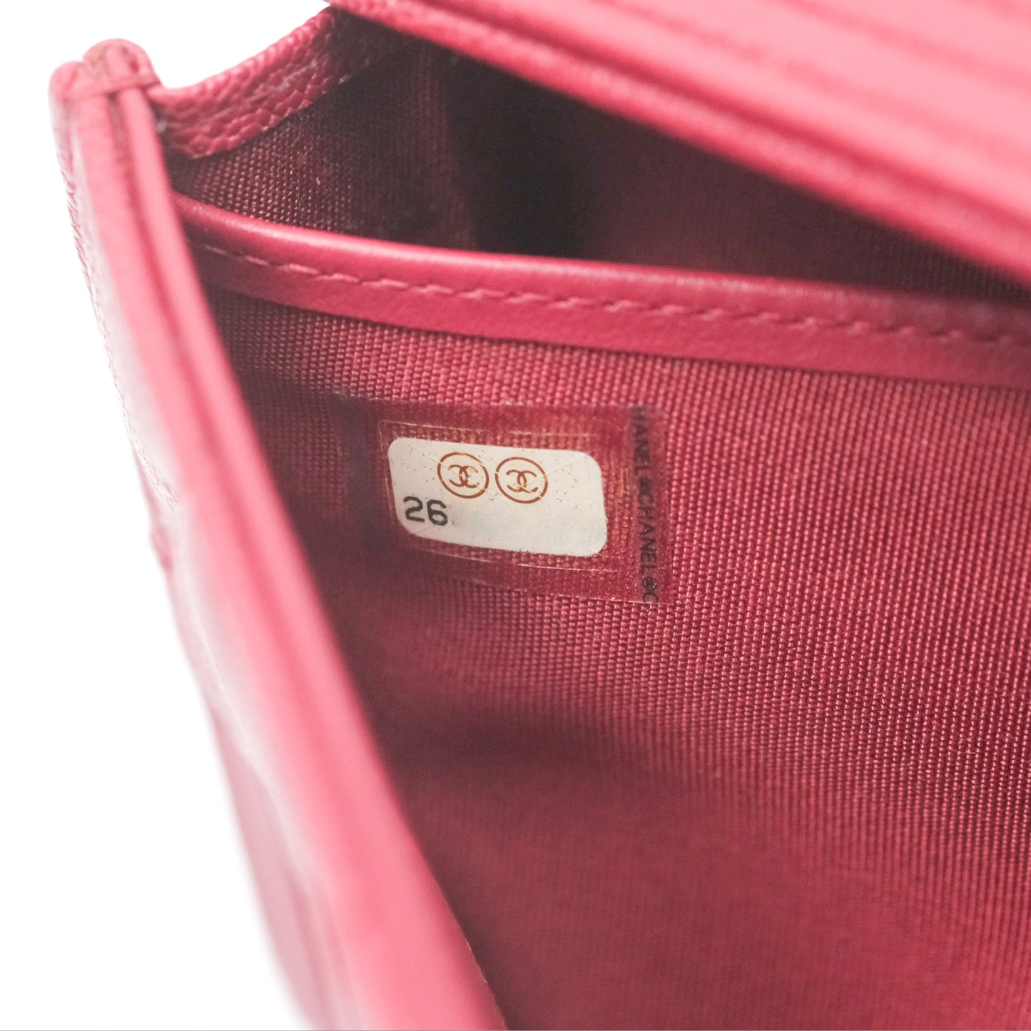 Chanel Quilted Boy Flap Long Wallet Dark Red Caviar Aged Gold Hardware